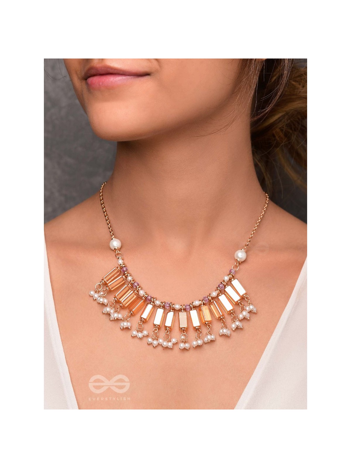The Sunset Hues - Elegant Statement Neckpiece With Anti-Tarnish Coating 