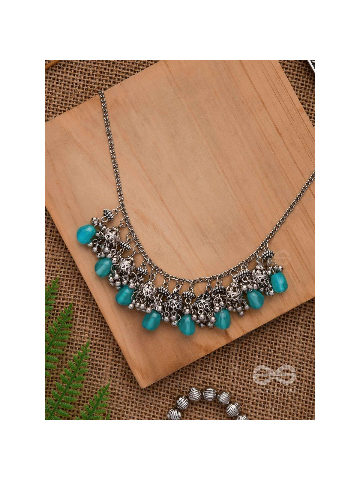 THE OCEAN DROPLETS - STATEMENT EMBELLISHED OXIDISED NECKPIECE