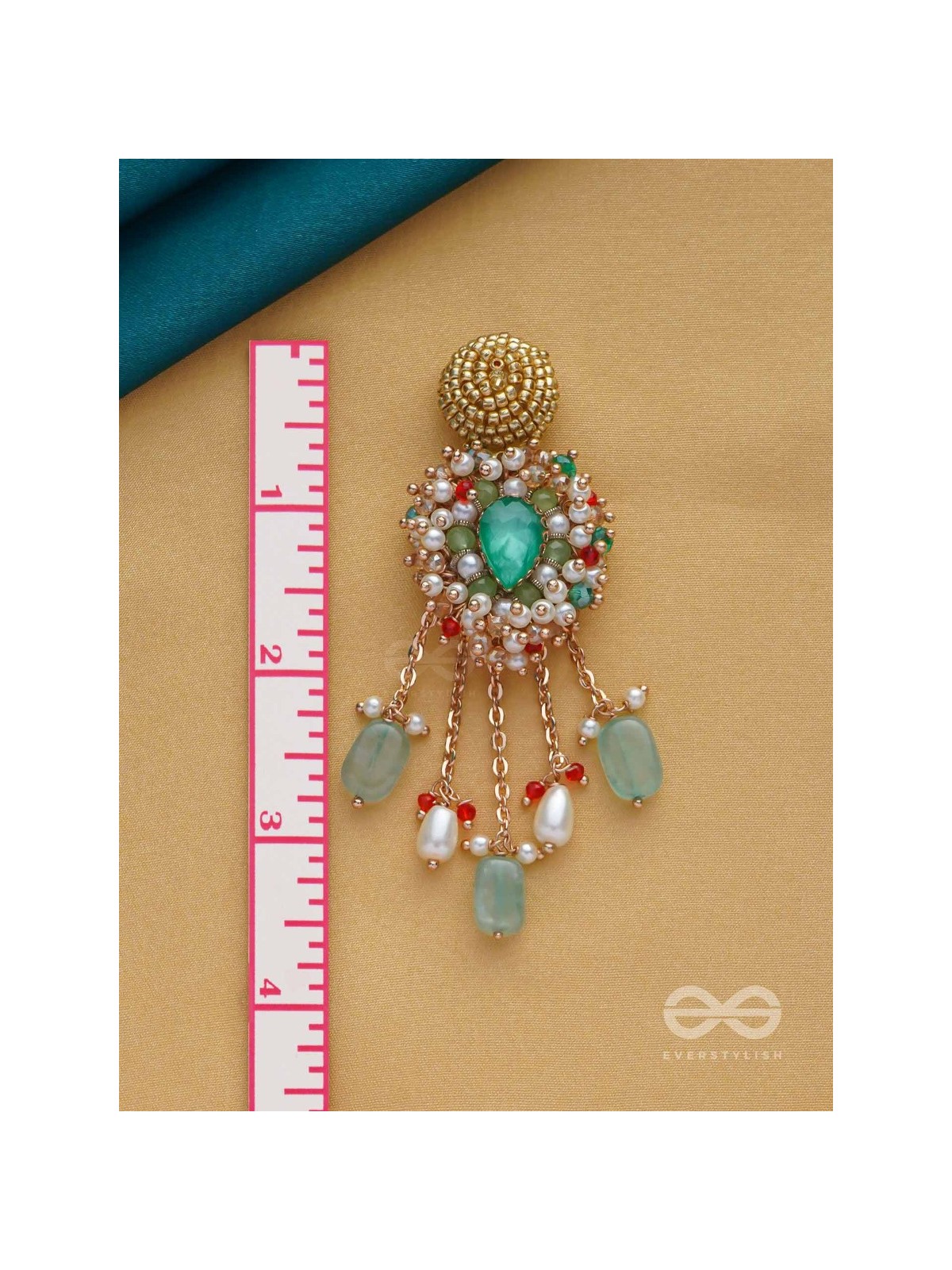 NIRUPADRAVA - THE FLAWLESS BEAUTY - BEADS, STONES AND PEARL DROPS EMBROIDERED EARRINGS