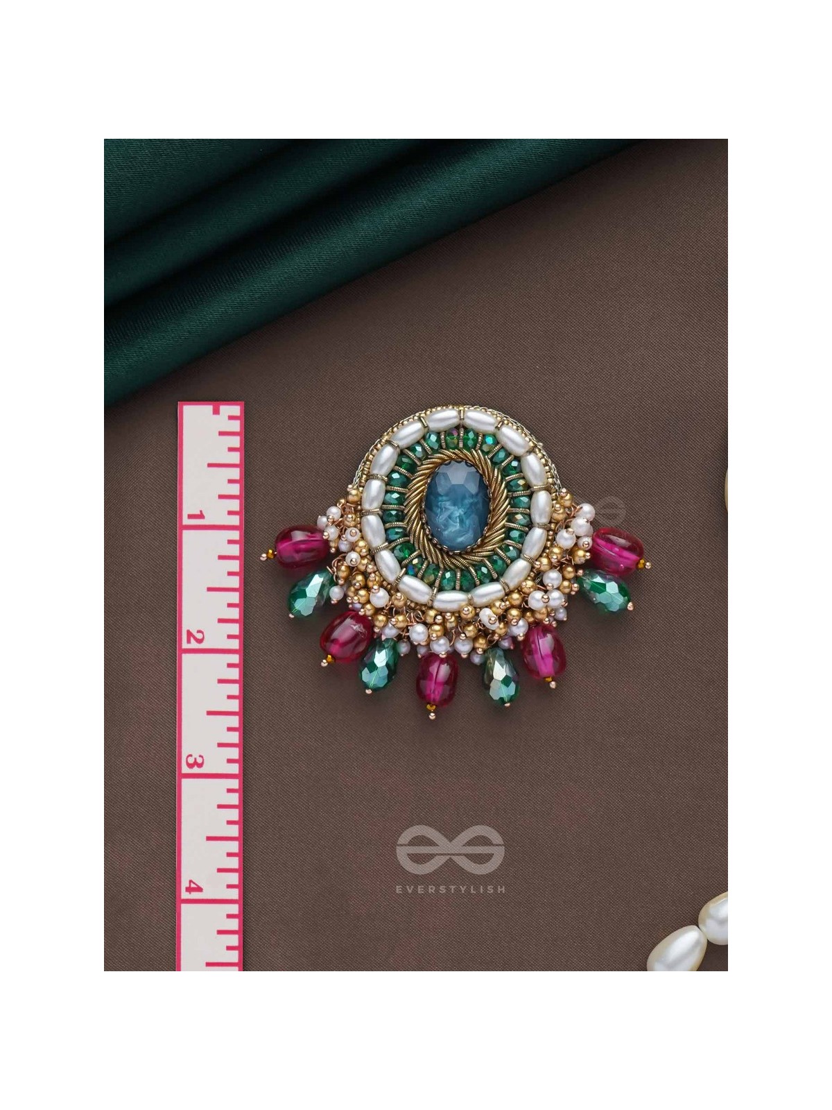 Ritashri - The True Beauty - Stone, Beads And Glass Drops Hand Embroidered Earrings