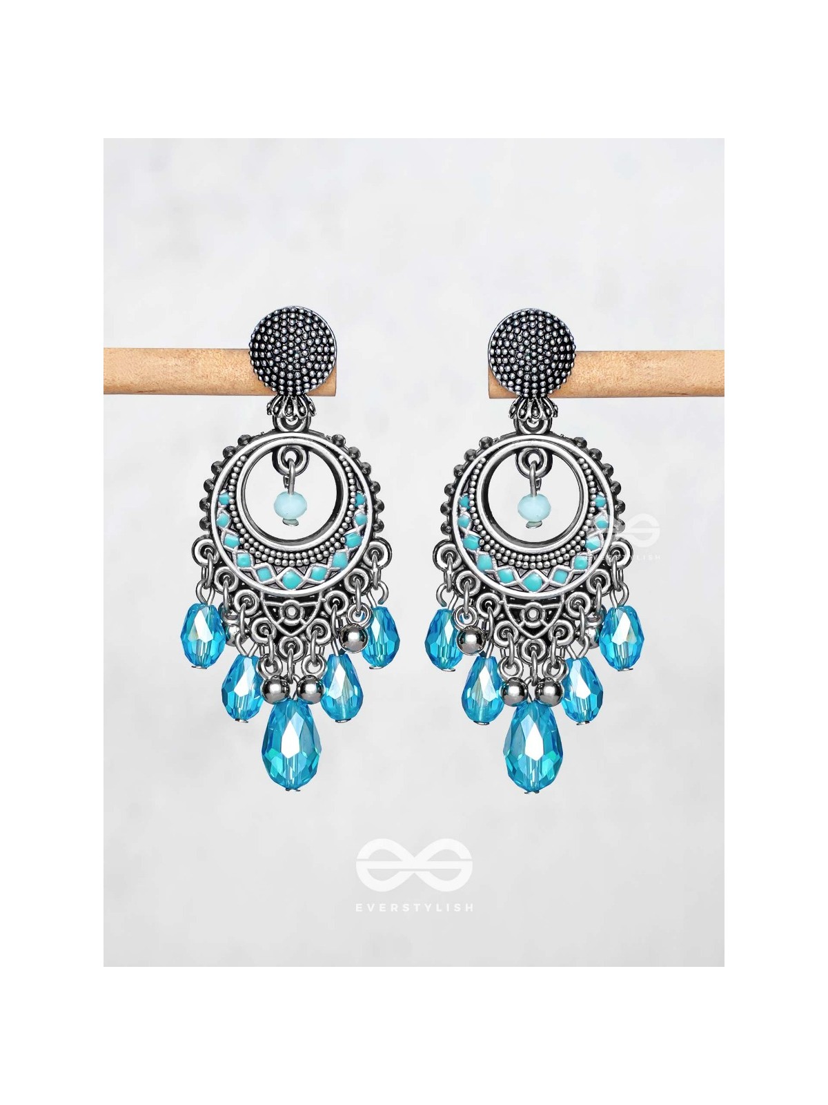 THE SKY SWAY - EMBELLISHED OXIDISED EARRINGS