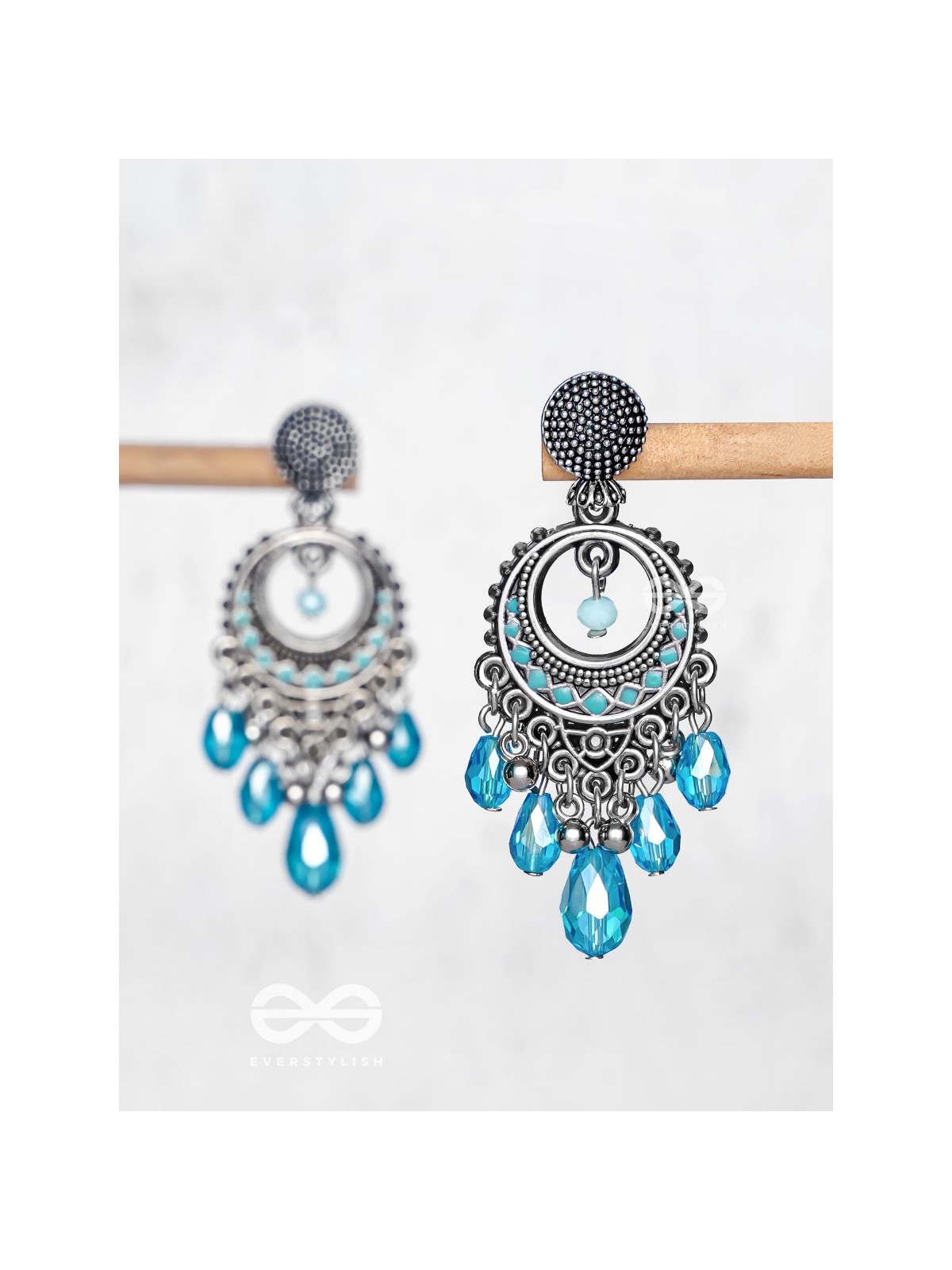 THE SKY SWAY - EMBELLISHED OXIDISED EARRINGS