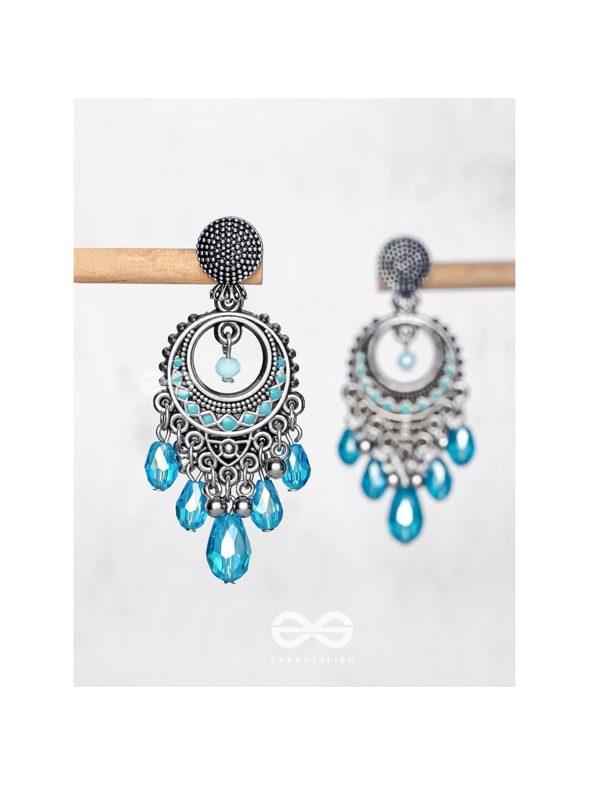 THE SKY SWAY - EMBELLISHED OXIDISED EARRINGS