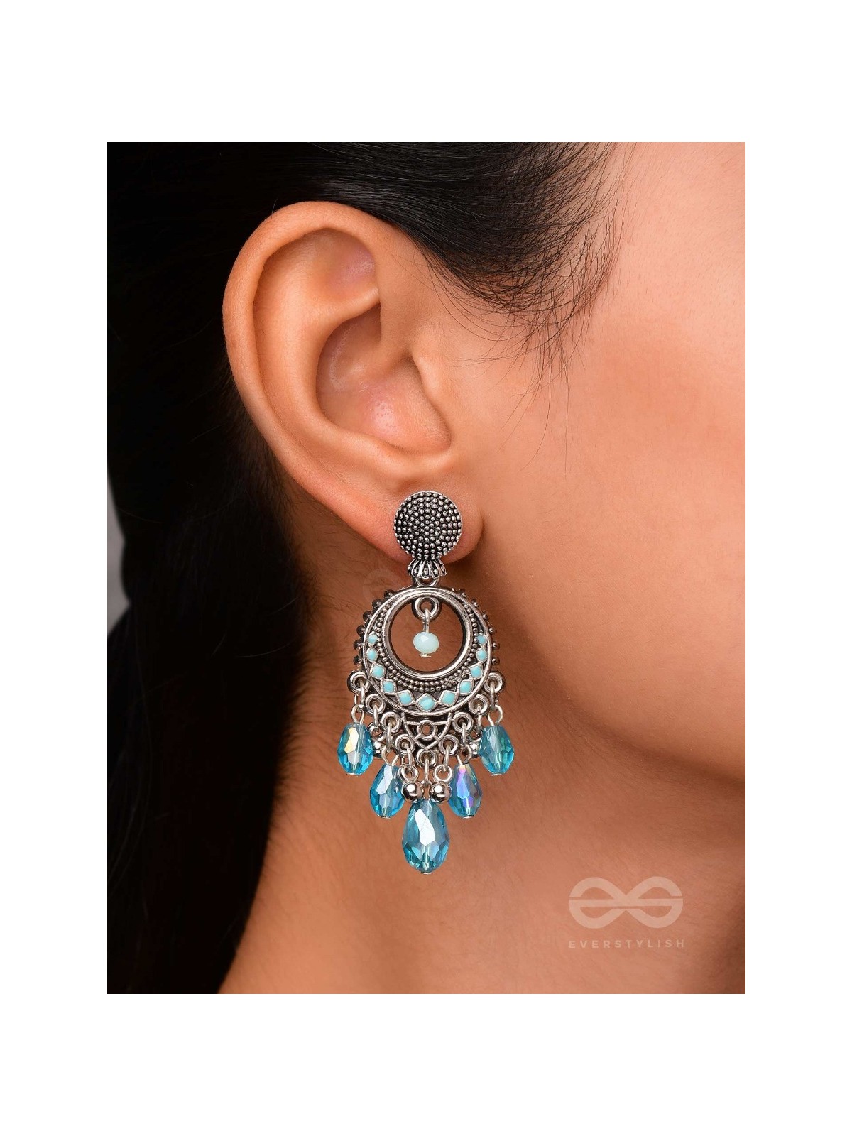 THE SKY SWAY - EMBELLISHED OXIDISED EARRINGS