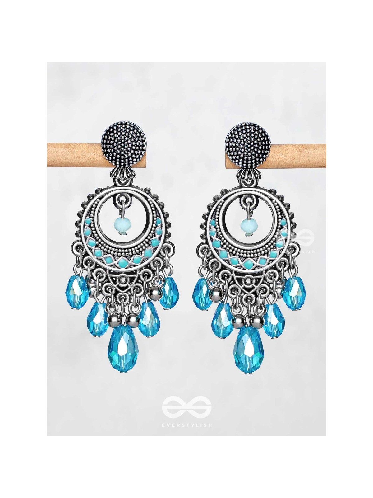 THE SKY SWAY - EMBELLISHED OXIDISED EARRINGS