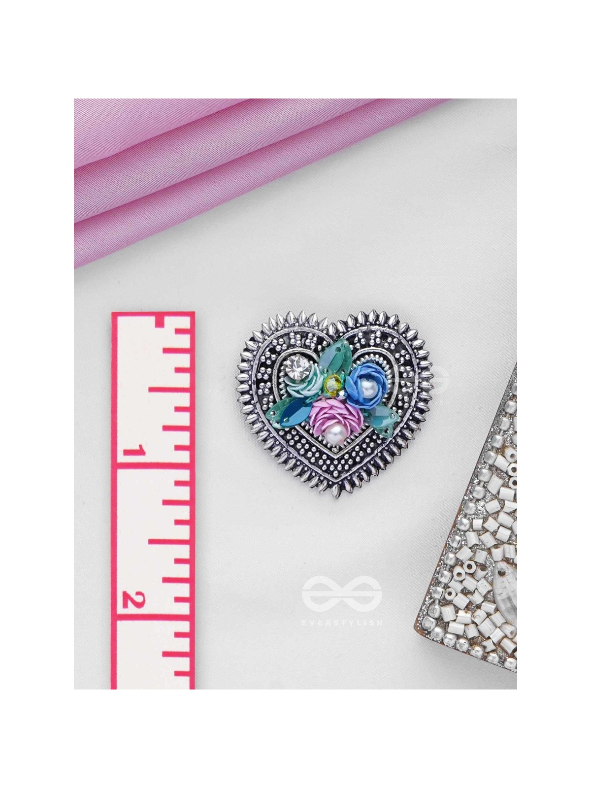 KUSUMAVARTA - THE HEART OF FLOWERS - SEQUINS, BEADS AND PEARLS EMBROIDERED AND OXIDISED STUD EARRINGS