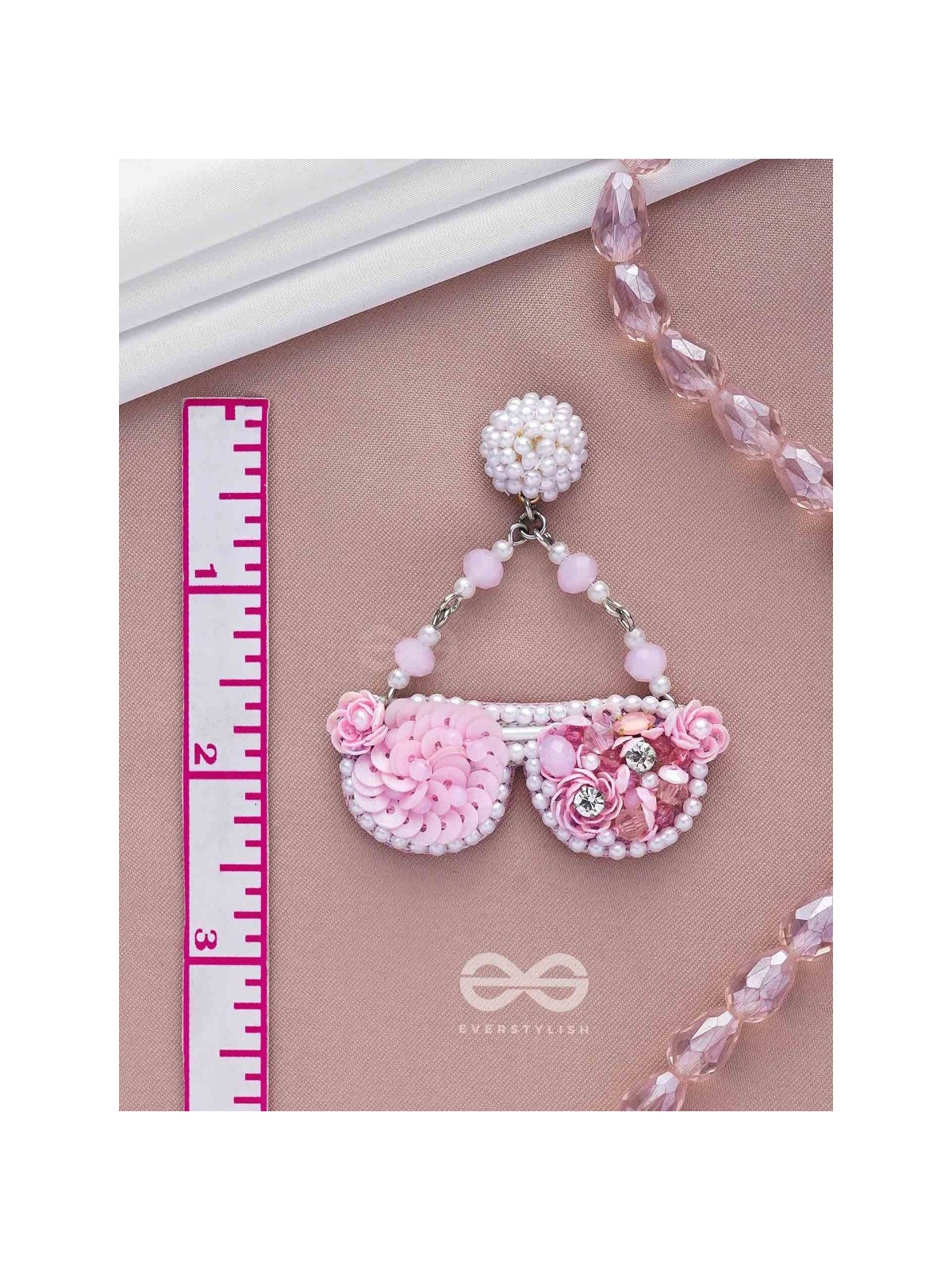 Upanetram - The Beautiful Spectacles - Sequins, Pearls And Beads Hand Embroidered Earrings