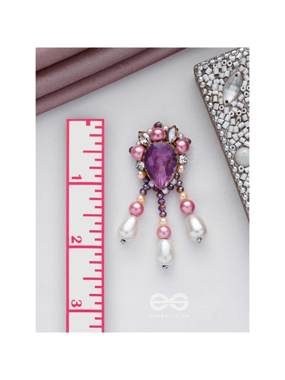 UTTARAVAIRI - THE DUSKY ELEGANCE - STONES, PEARLS AND BEADS EMBROIDERED EARRINGS