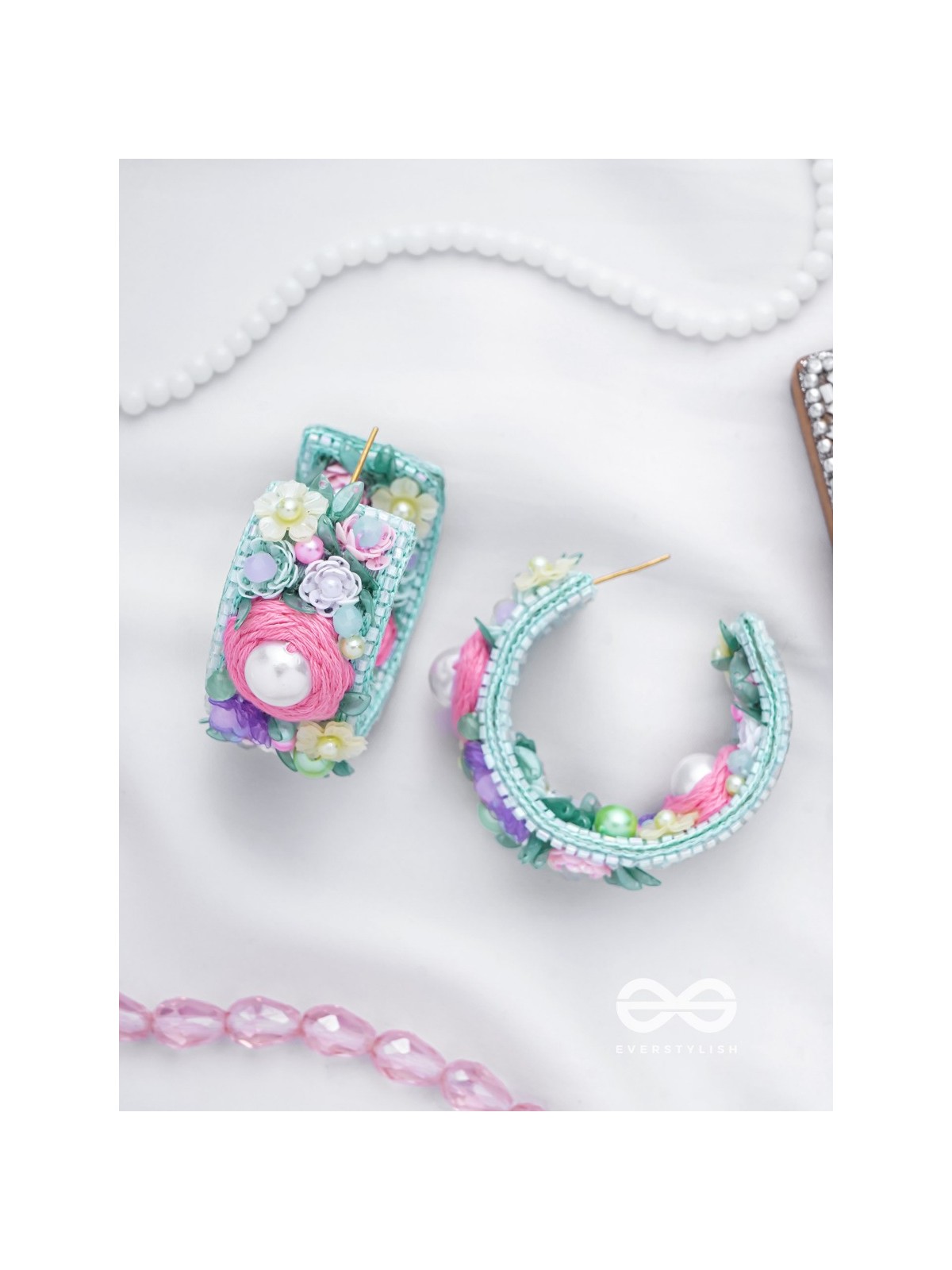 ABHICHARINI - THE ENCHANTRESS BOUQUET - SEQUINS, PEARLS AND BEADS EMBROIDERED EARRINGS