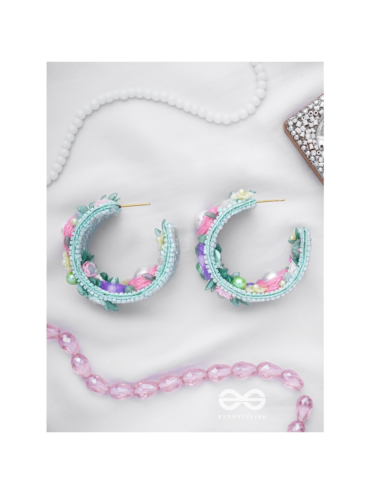 ABHICHARINI - THE ENCHANTRESS BOUQUET - SEQUINS, PEARLS AND BEADS EMBROIDERED EARRINGS