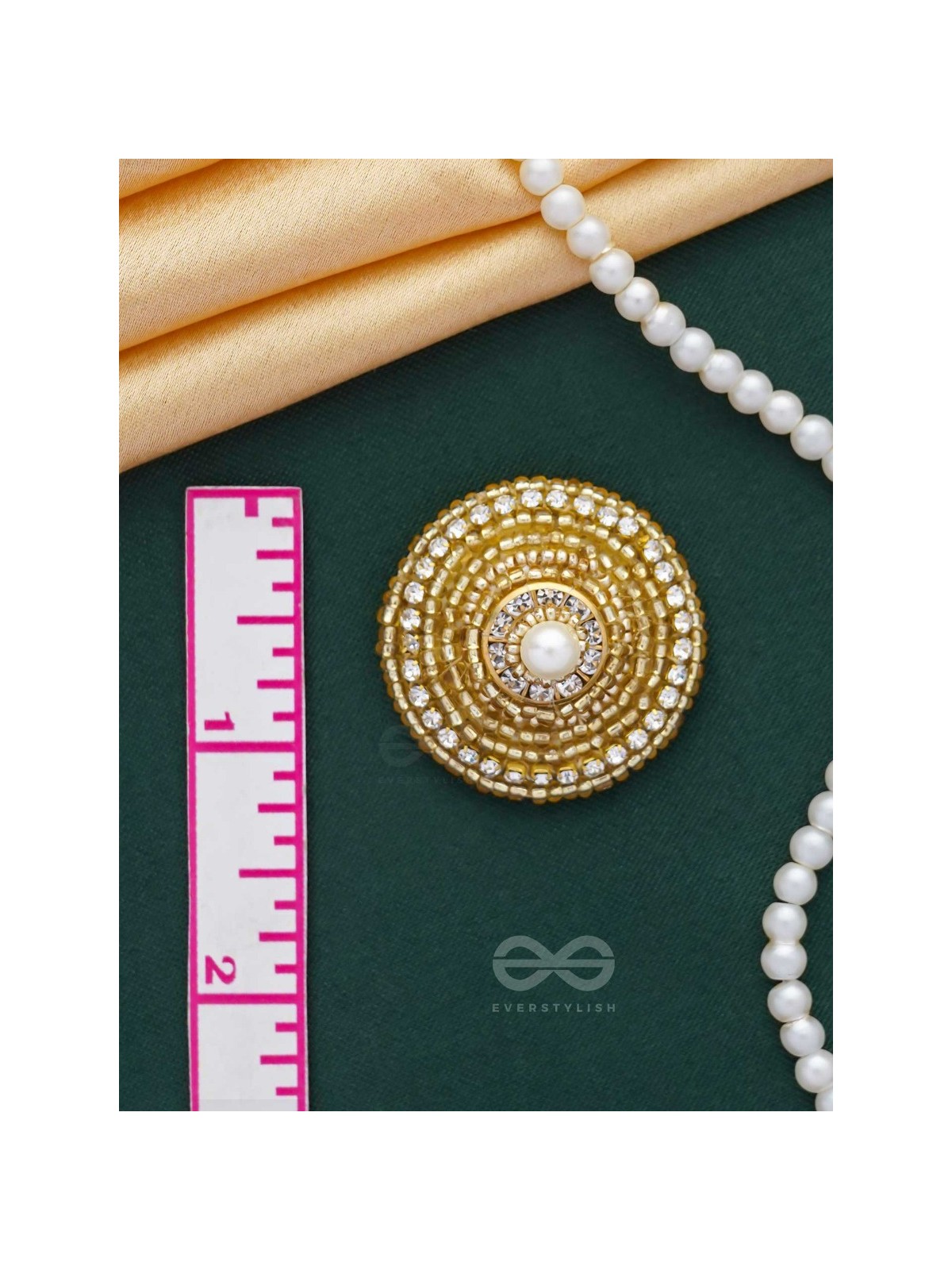 PRABHAKARINI - THE ILLUMINATING GOLDEN - PEARLS AND BEADS EMBROIDERED STUD EARRINGS