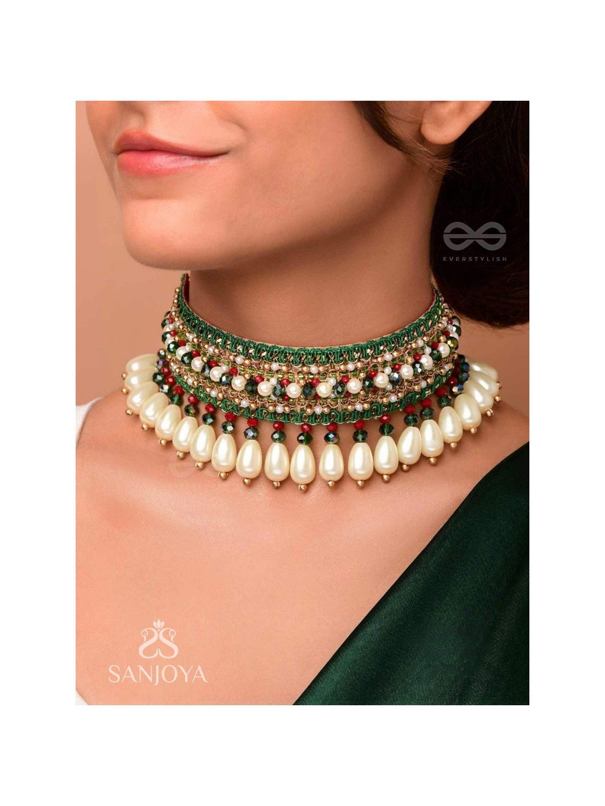 Shrimat - Decorated With Royalty - Pearls, Beads And Cutdana Hand Embroidered Neckpiece