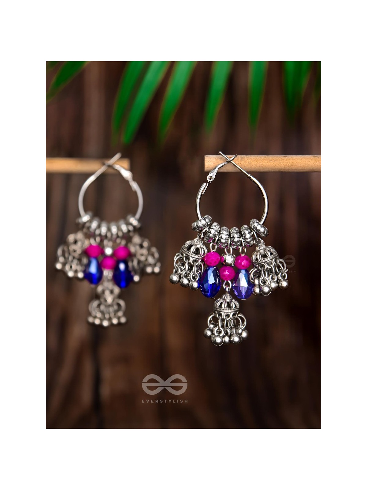 THE WHIMSICAL DREAMCATCHER - EMBELLISHED OXIDISED JHUMKA EARRINGS