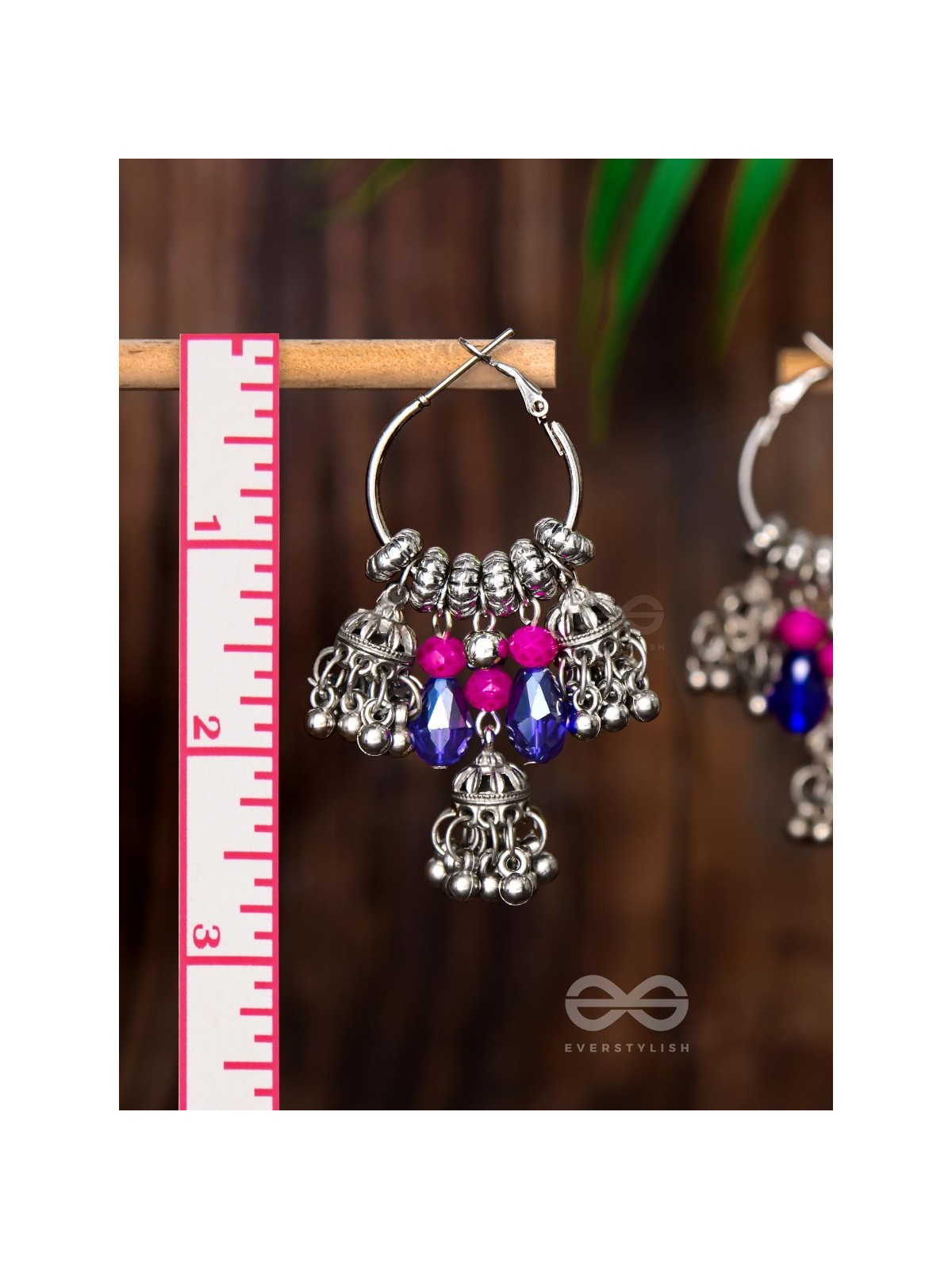 THE WHIMSICAL DREAMCATCHER - EMBELLISHED OXIDISED JHUMKA EARRINGS