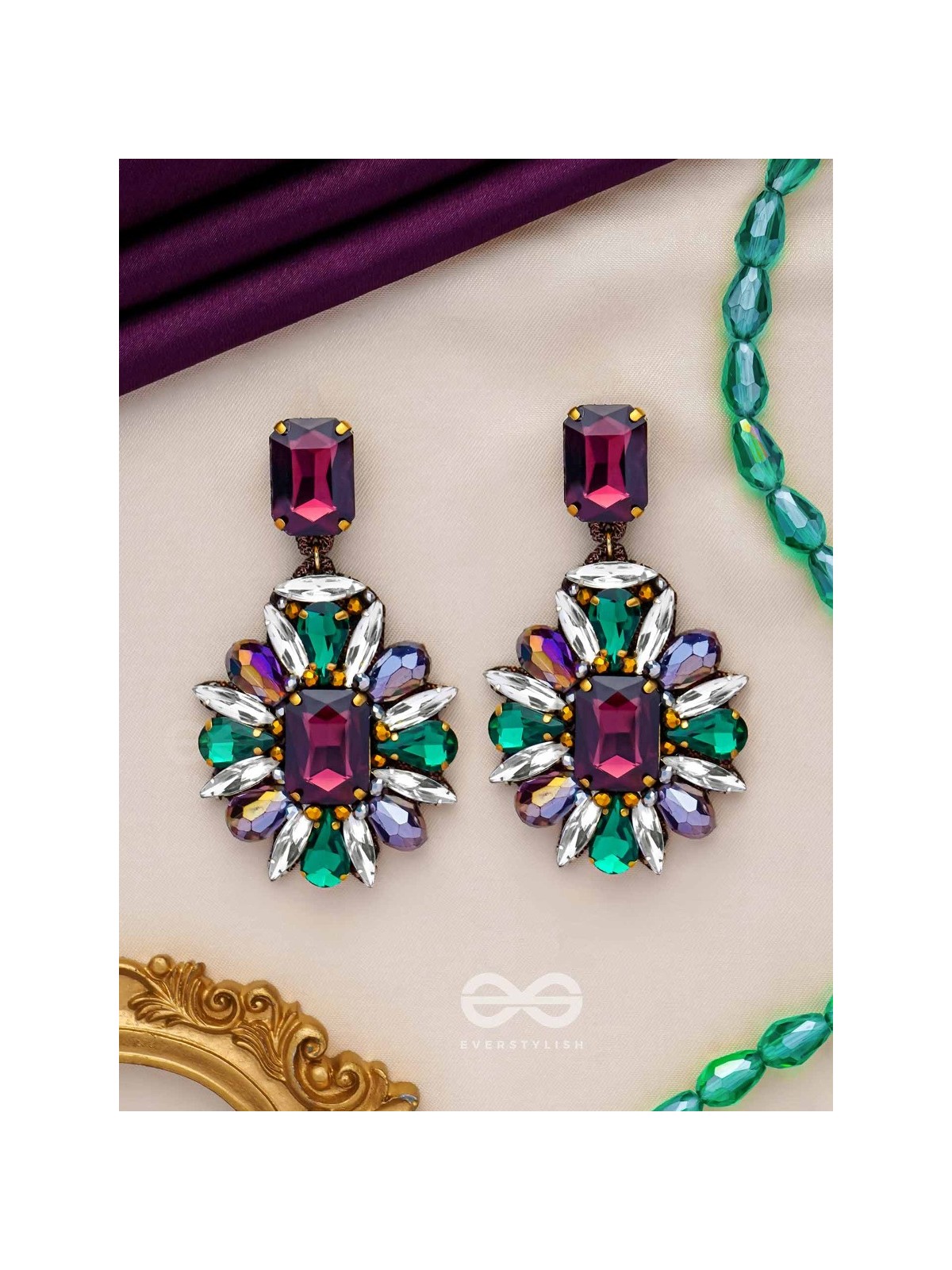 MANIDHAVALIKA - THE LAVISH GEMS - STONE EMBROIDERED EARRINGS