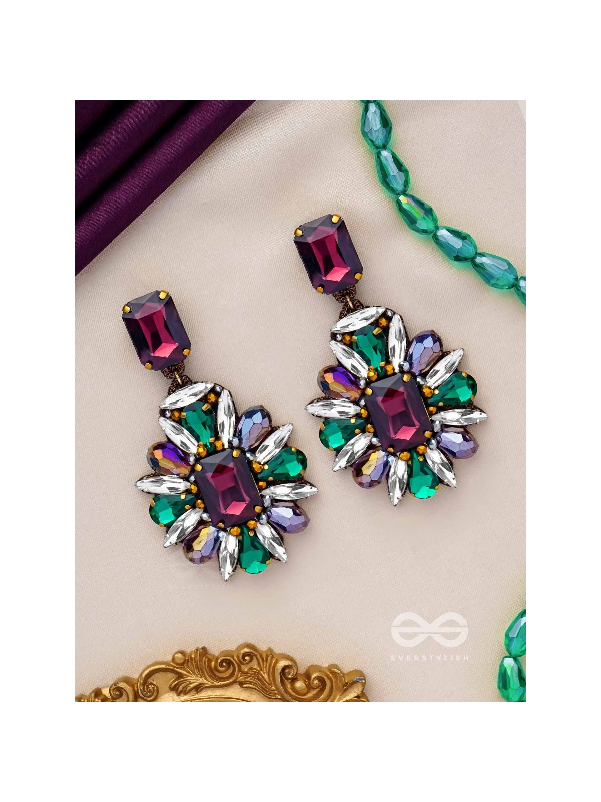 MANIDHAVALIKA - THE LAVISH GEMS - STONE EMBROIDERED EARRINGS