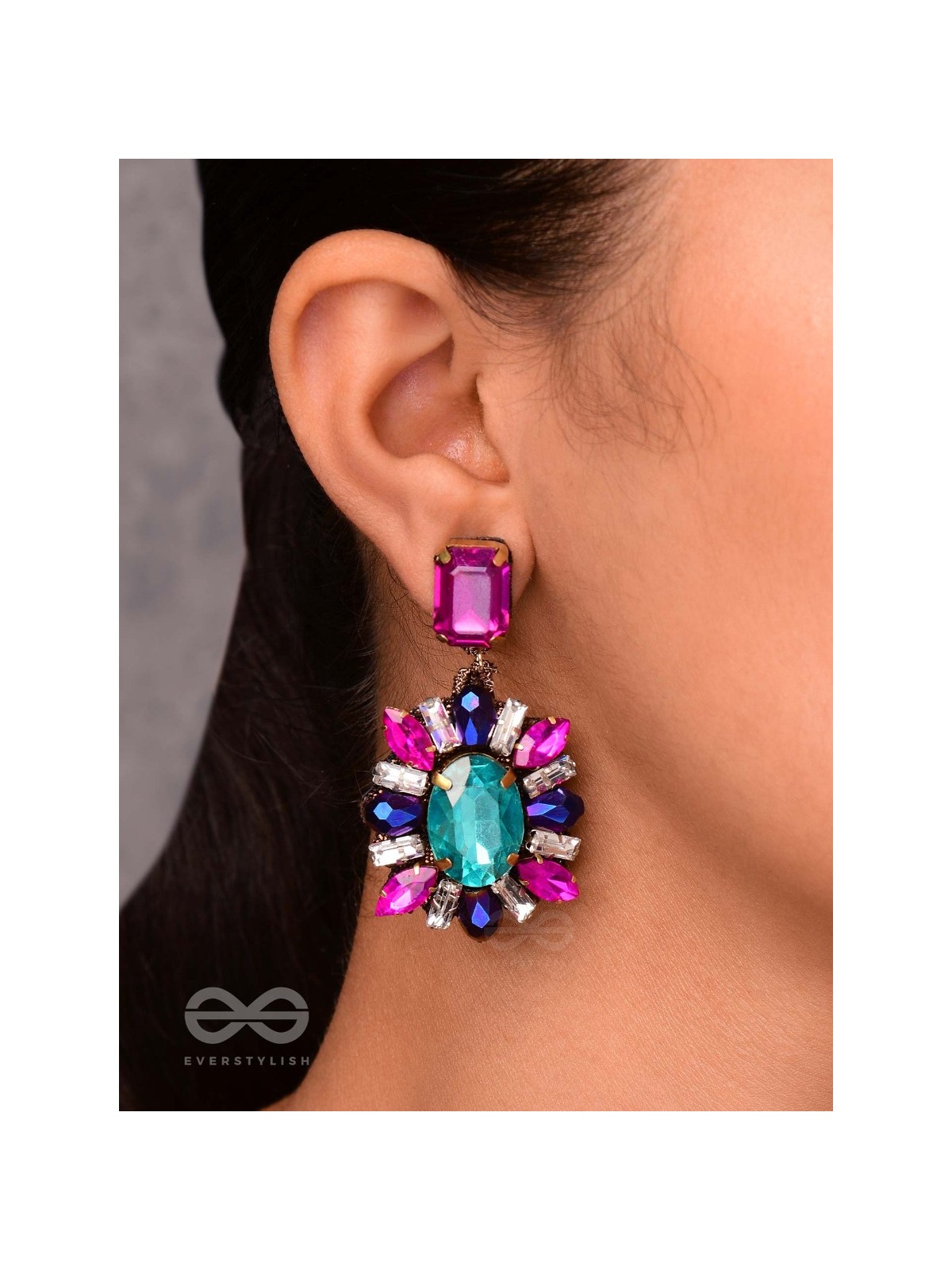 RATNAVILASINI - DECORATED IN JEWELS - STONE EMBROIDERED EARRINGS