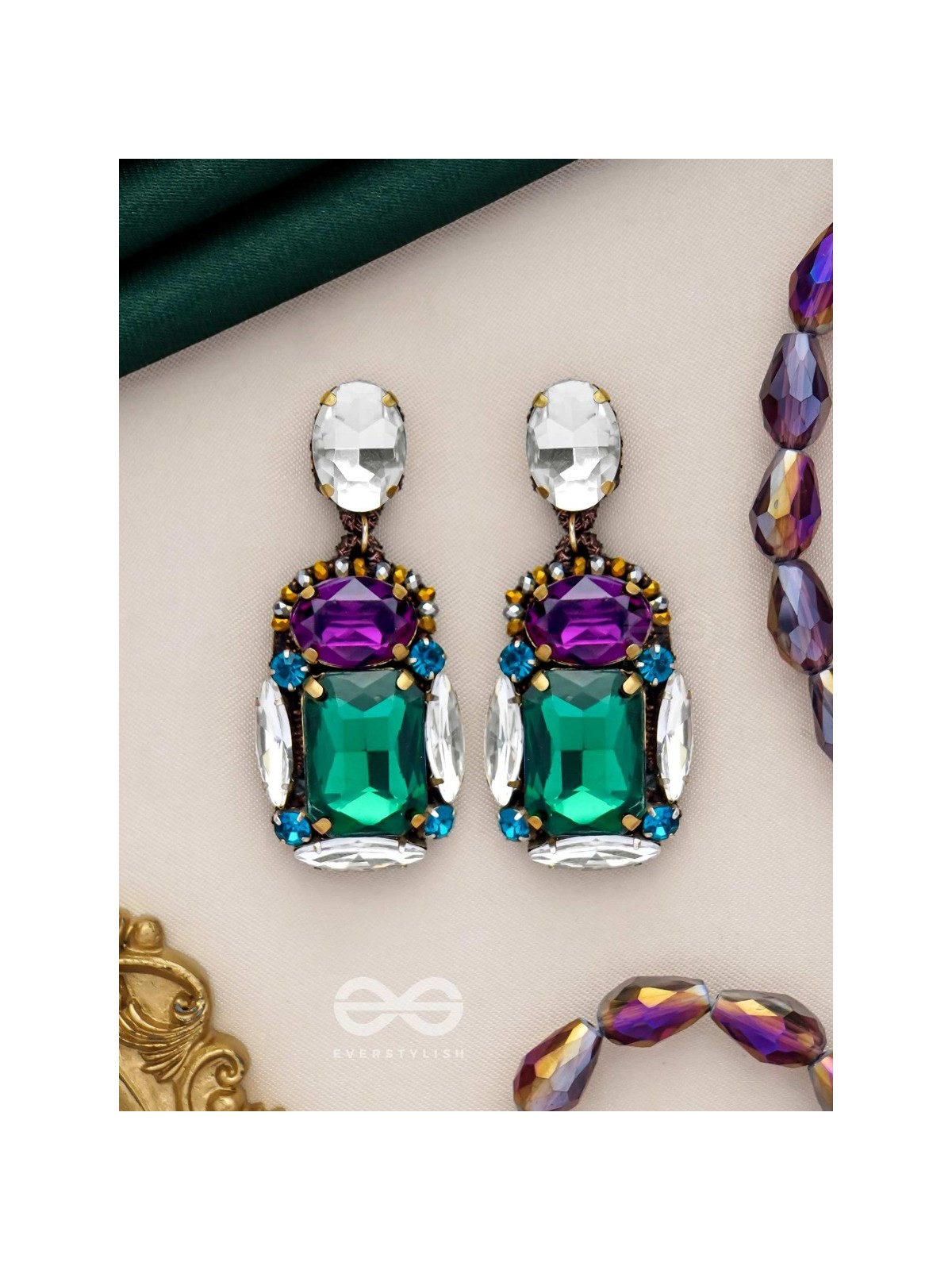 Vibhushita - Adorned With Gems - Stone Hand Embroidered Earrings