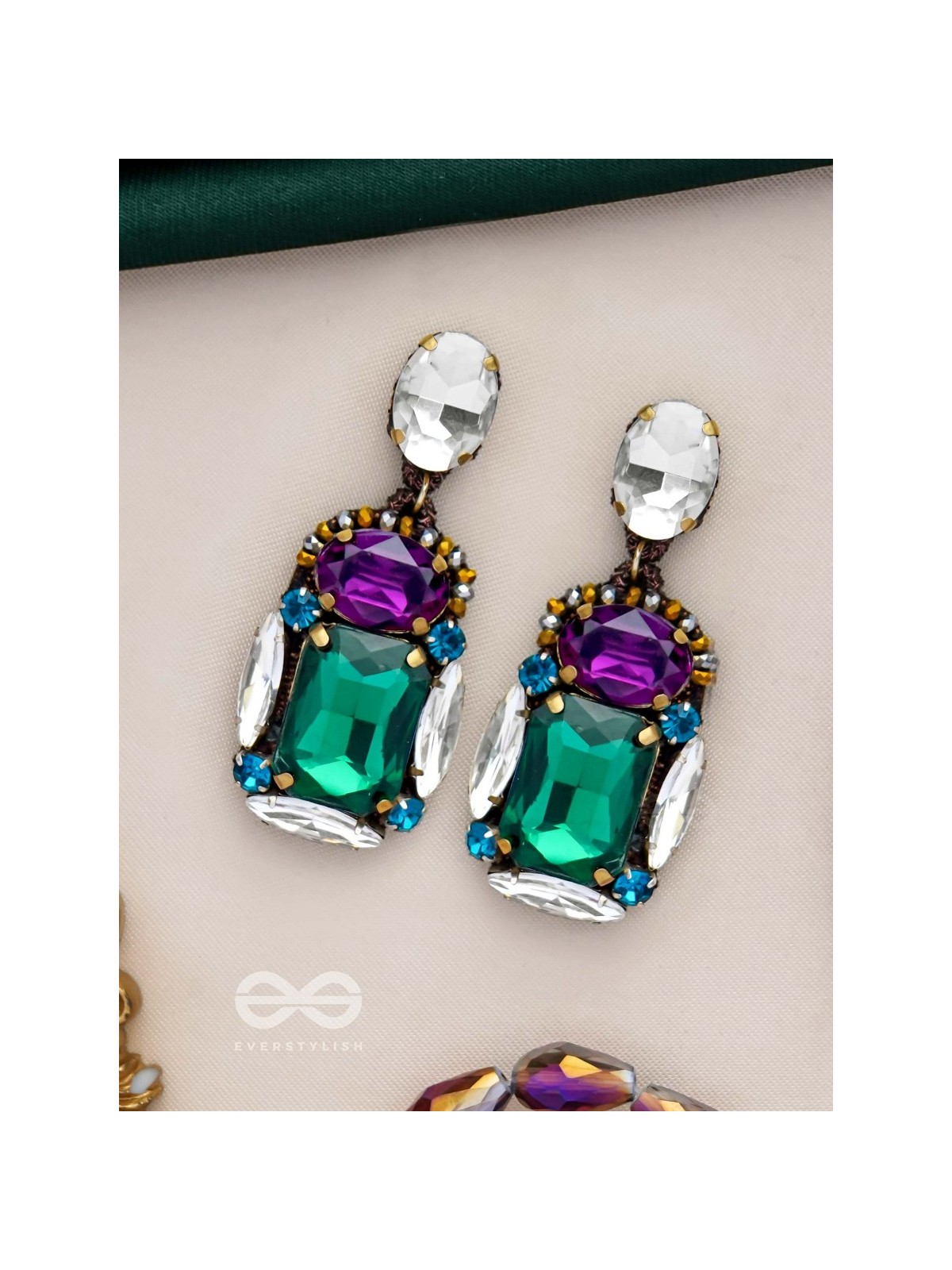 Vibhushita - Adorned With Gems - Stone Hand Embroidered Earrings