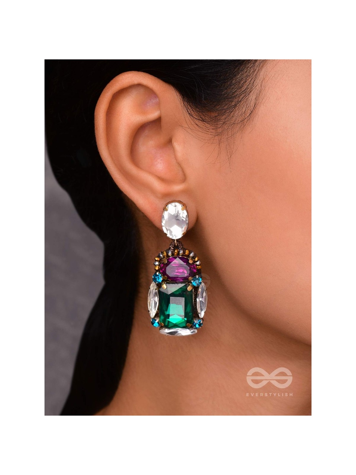 Vibhushita - Adorned With Gems - Stone Hand Embroidered Earrings