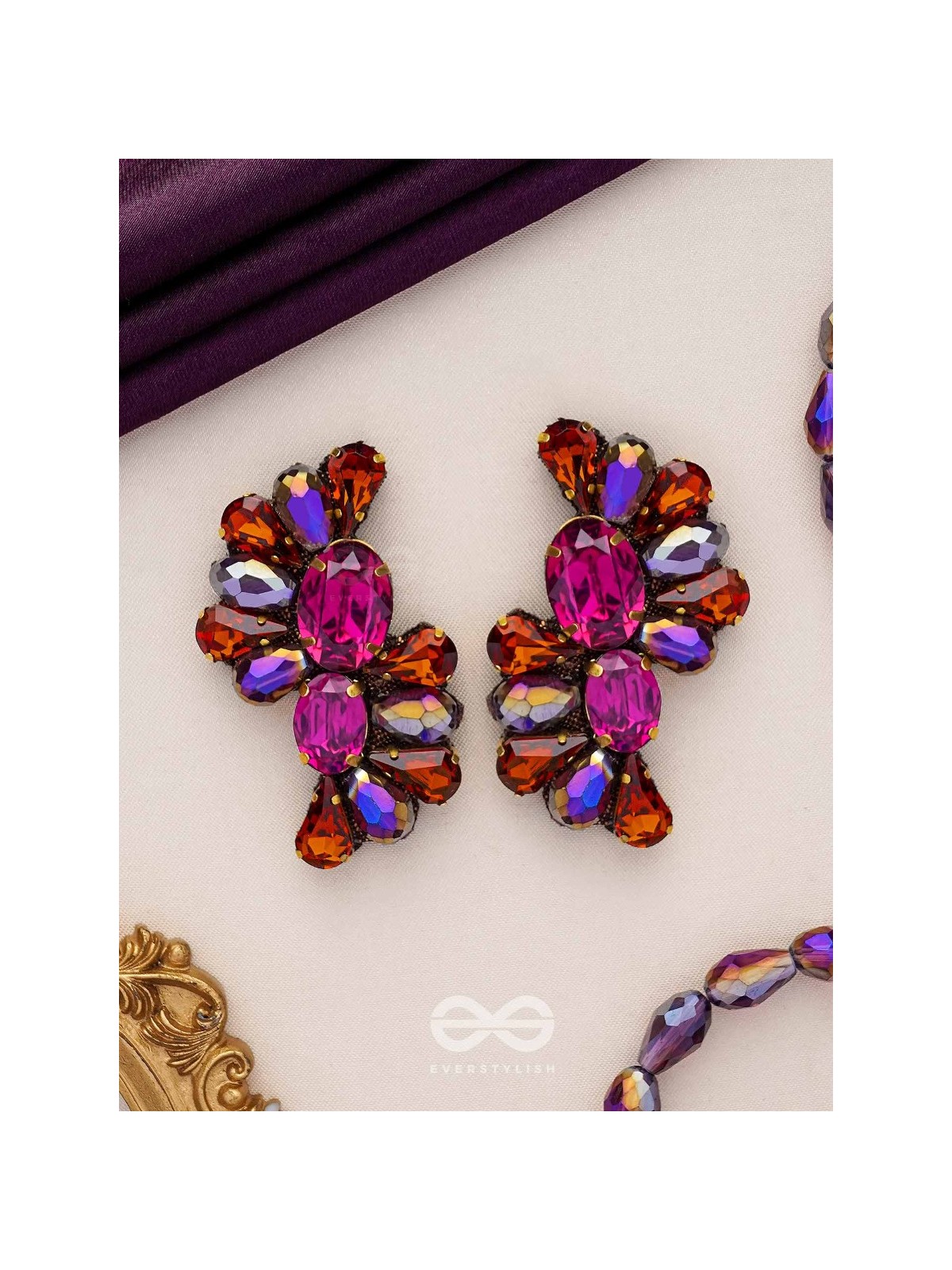 RATNASANKULA - THE GEMSTONE ENSEMBLE - STONE EMBROIDERED EARRINGS