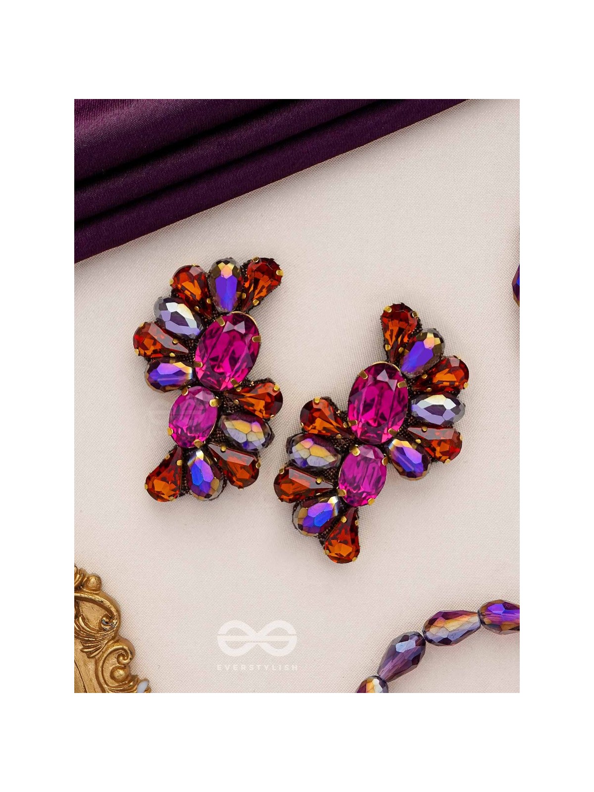 RATNASANKULA - THE GEMSTONE ENSEMBLE - STONE EMBROIDERED EARRINGS