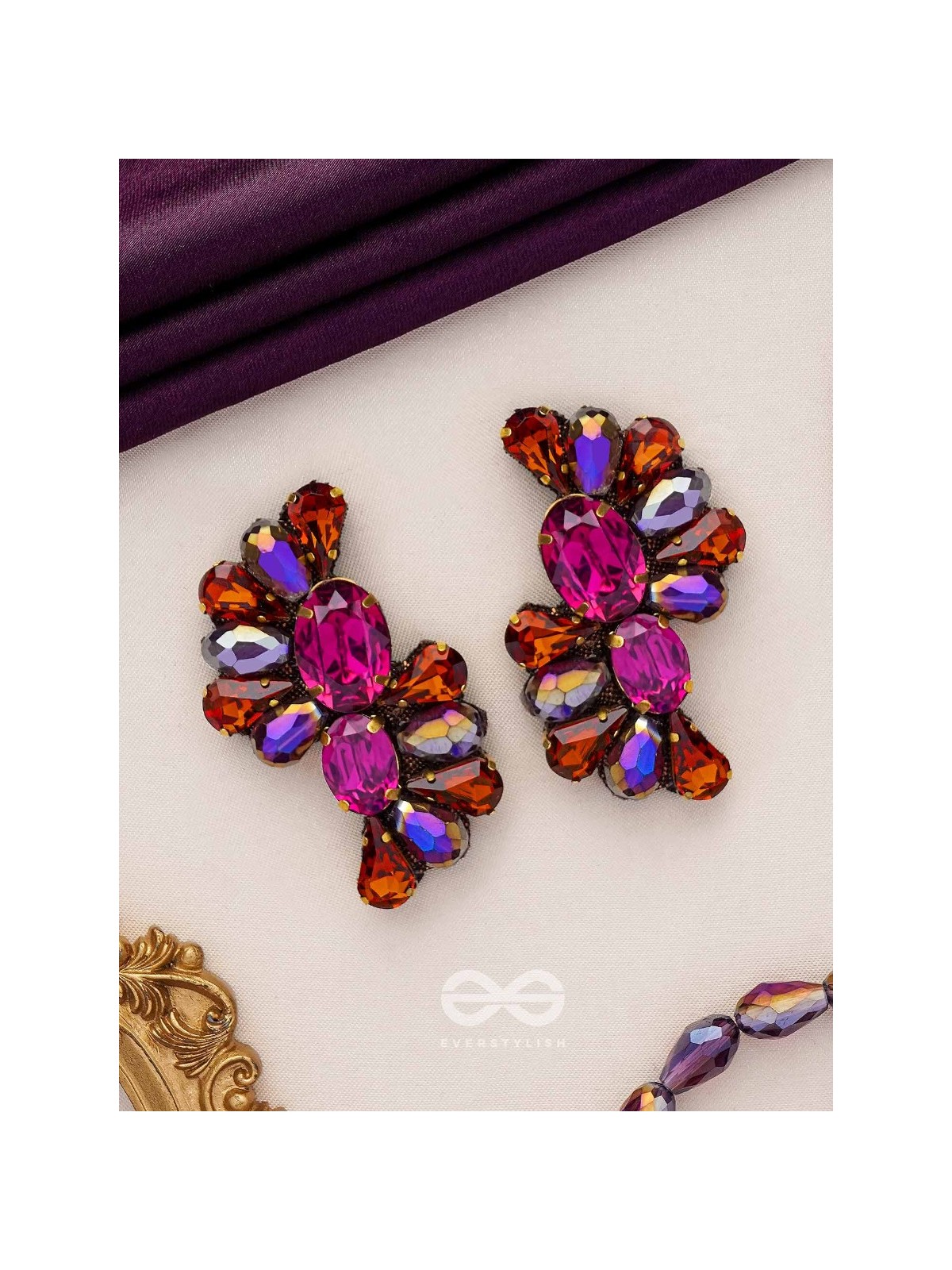 RATNASANKULA - THE GEMSTONE ENSEMBLE - STONE EMBROIDERED EARRINGS