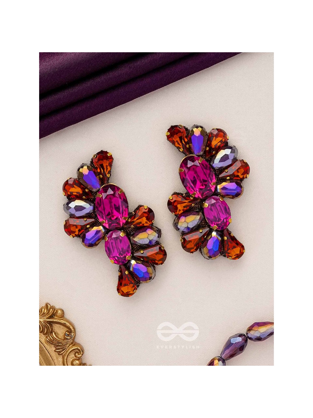 RATNASANKULA - THE GEMSTONE ENSEMBLE - STONE EMBROIDERED EARRINGS