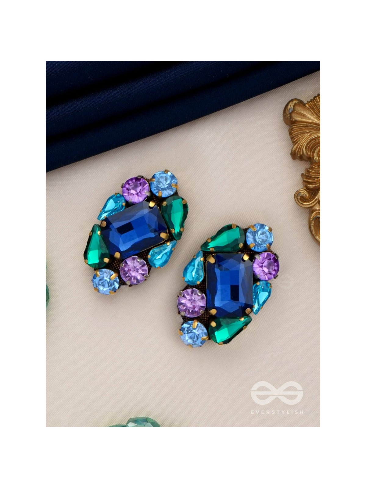 Ratnakunja - Cluster of Gems - Stone embroidered earrings 