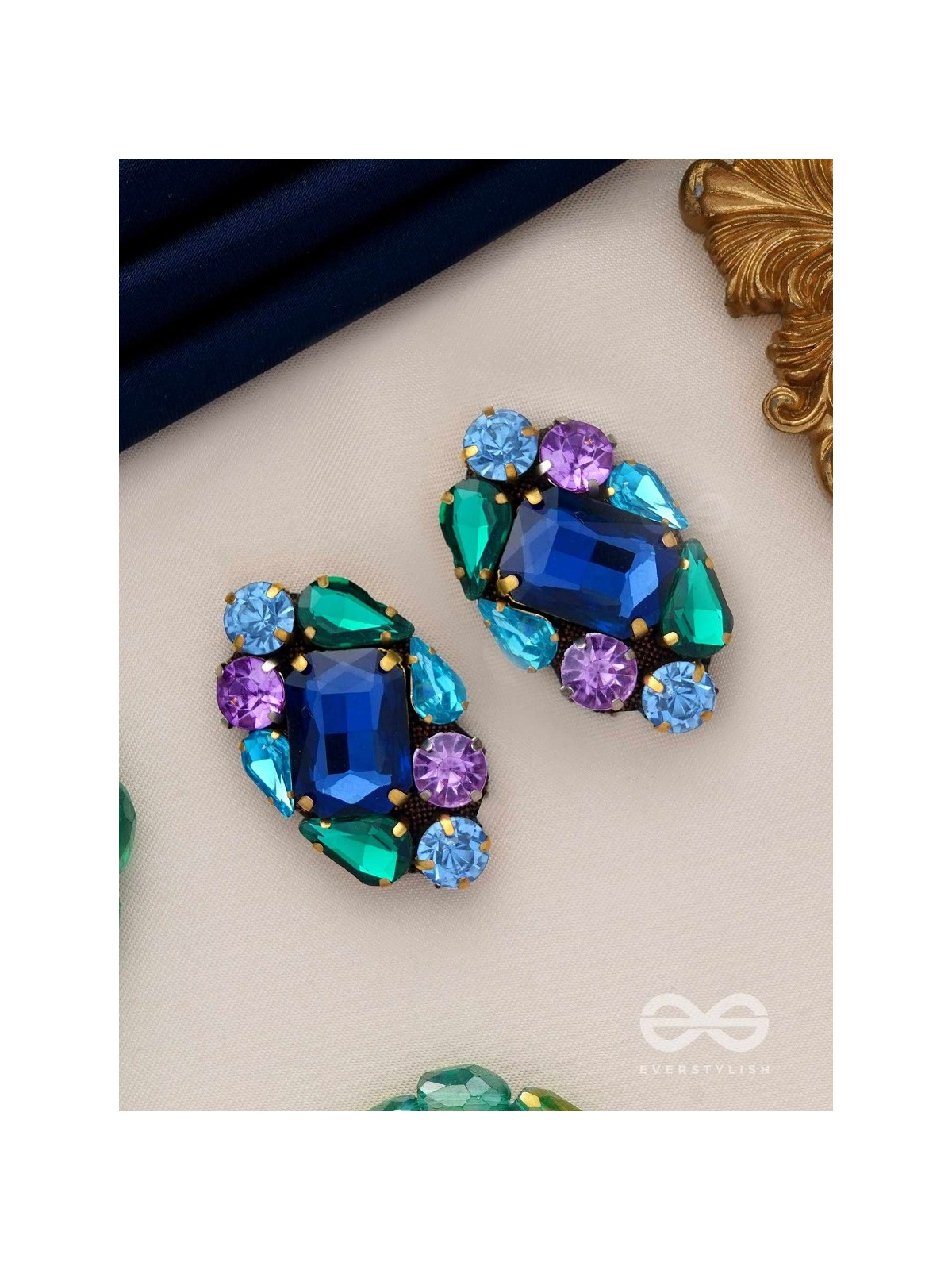 Ratnakunja - Cluster of Gems - Stone embroidered earrings 