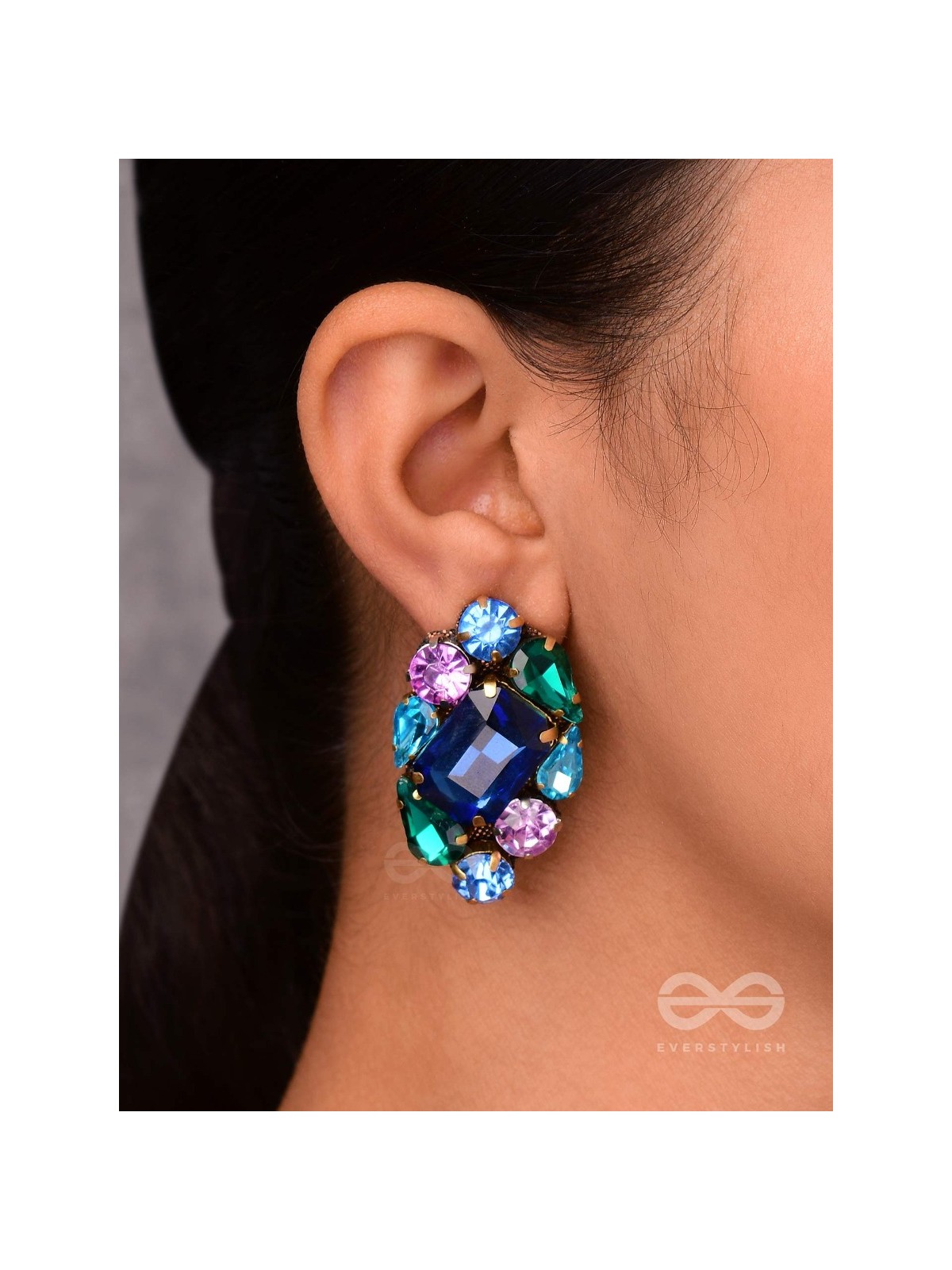 Ratnakunja - Cluster of Gems - Stone embroidered earrings 