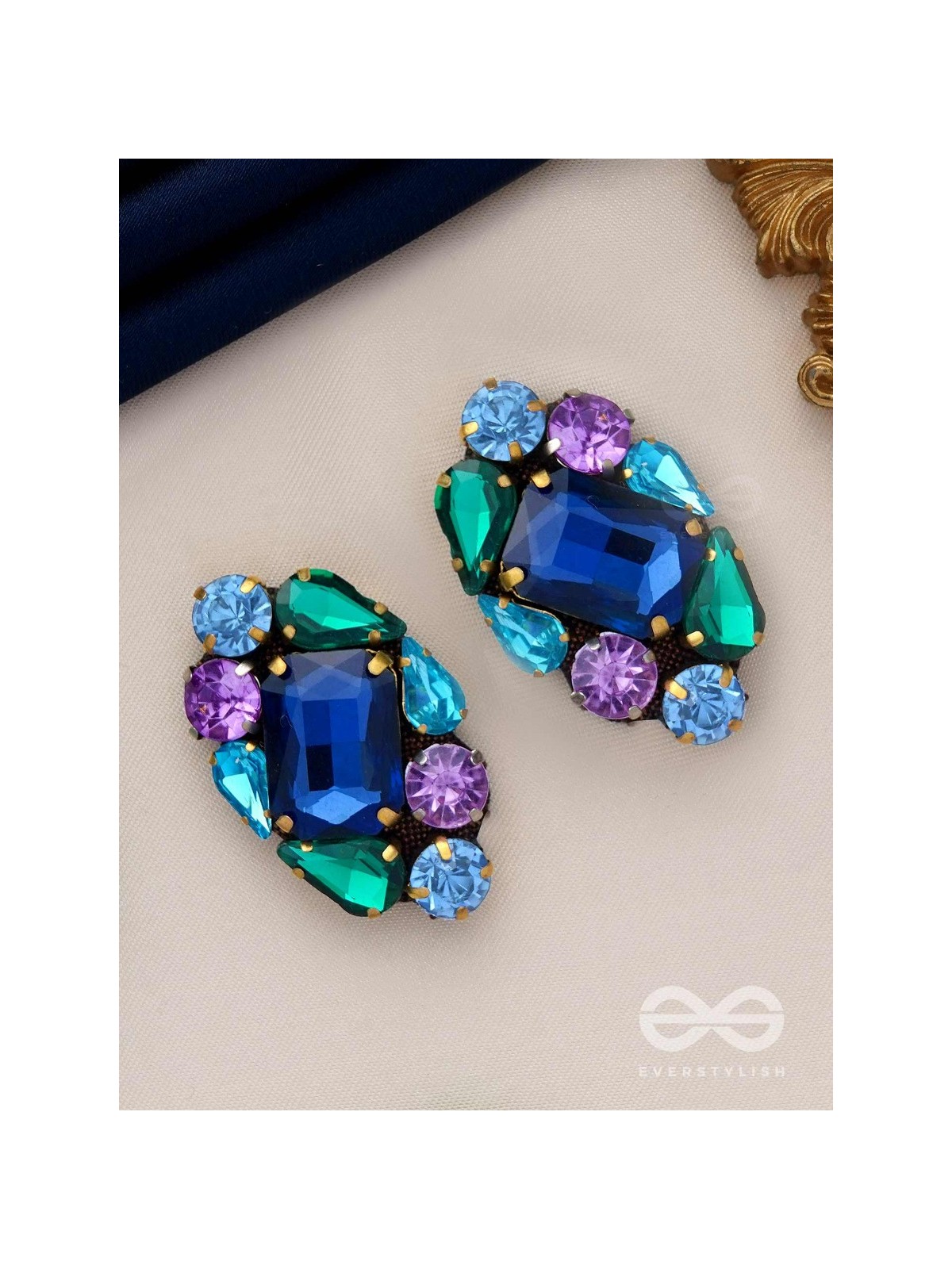 Ratnakunja - Cluster of Gems - Stone embroidered earrings 