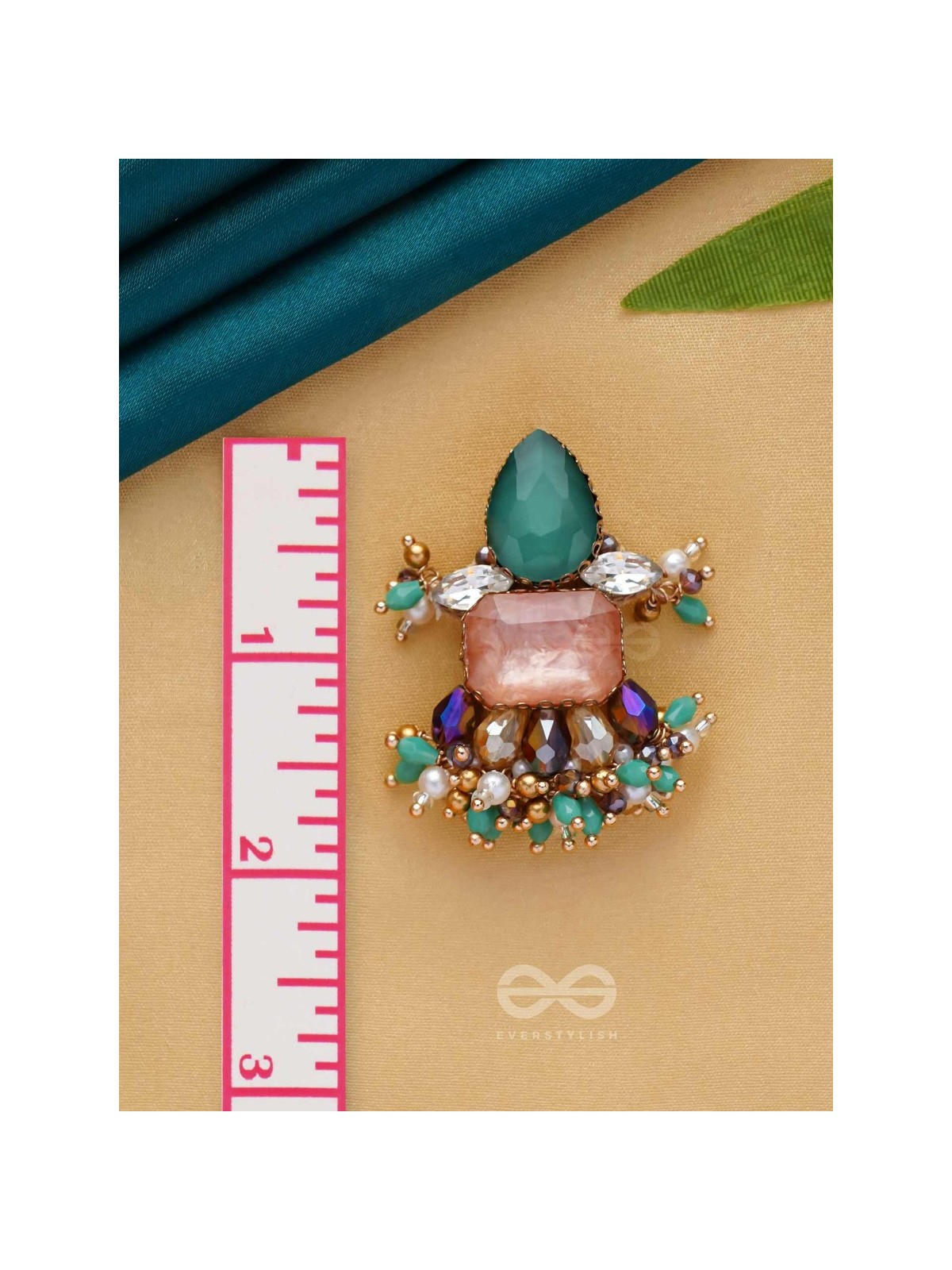 VEDHANIK - THE GEMFIRE SPARKLE - STONE AND BEADS EMBROIDERED EARRINGS