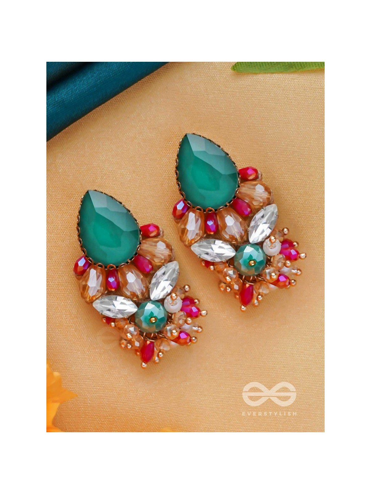 RATNAADHYA - ABOUNDING IN JEWELS - STONES AND BEADS EMBROIDERED EARRINGS