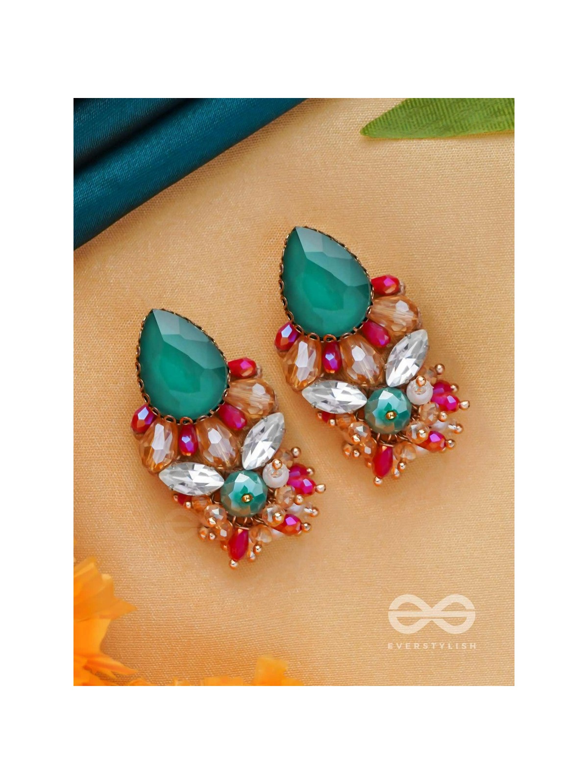 RATNAADHYA - ABOUNDING IN JEWELS - STONES AND BEADS EMBROIDERED EARRINGS