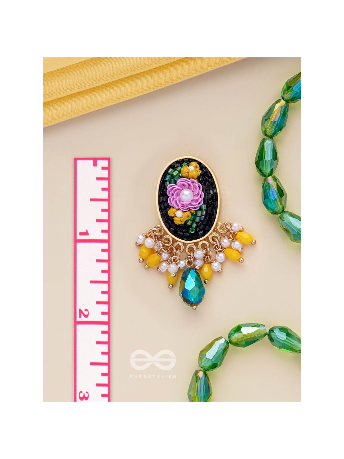 KOUSHA - A FLOWER BUD - SEQUINS, BEADS AND CUT DANA EMBROIDERED EARRINGS