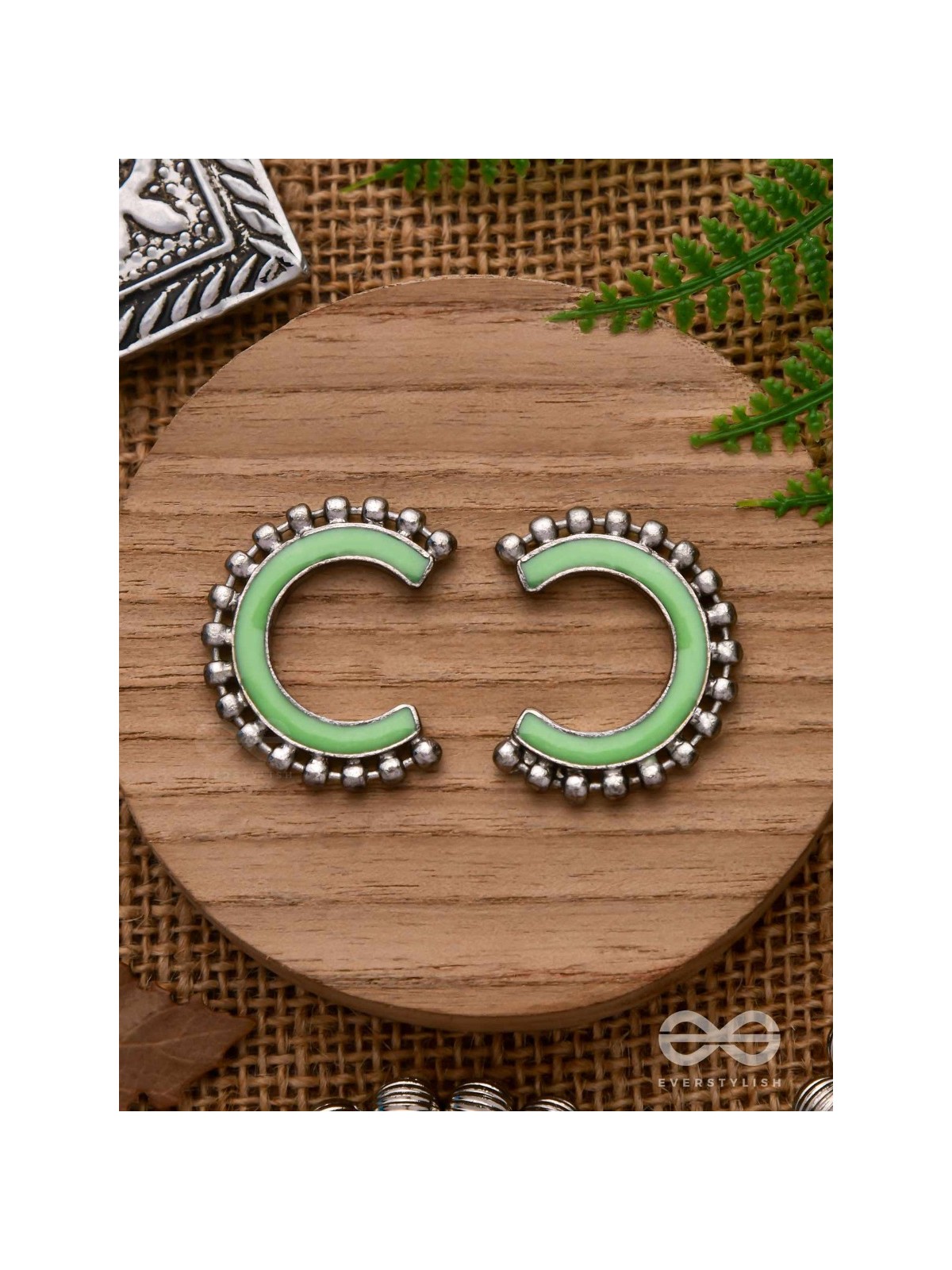 CRISP SPRINGTIMES - SILVER ENAMELLED EARRINGS