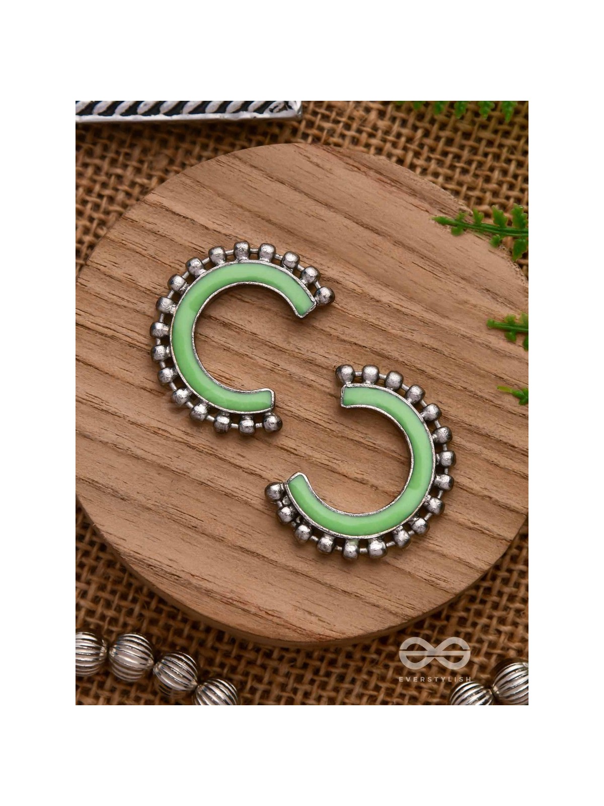 CRISP SPRINGTIMES - SILVER ENAMELLED EARRINGS