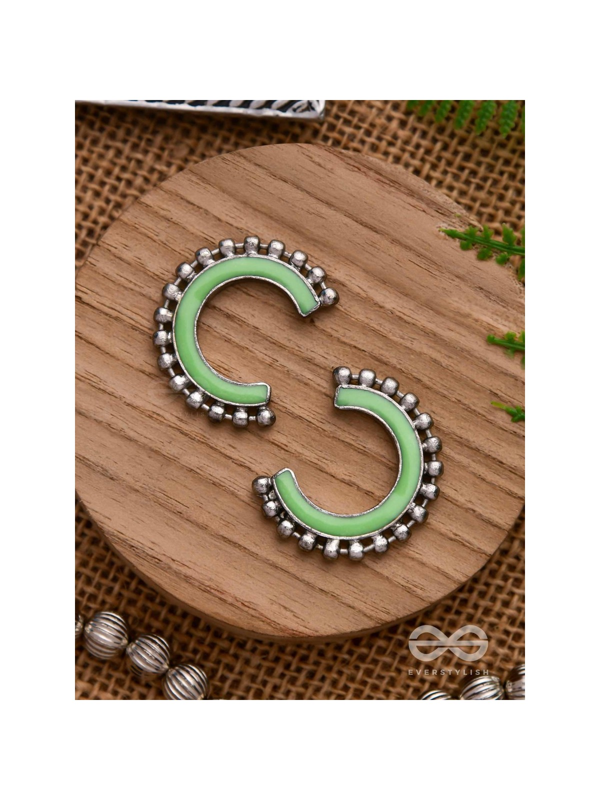 CRISP SPRINGTIMES - SILVER ENAMELLED EARRINGS