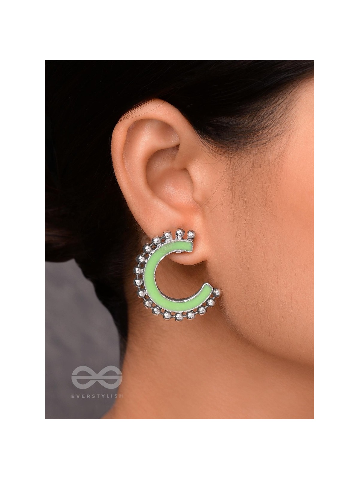 CRISP SPRINGTIMES - SILVER ENAMELLED EARRINGS