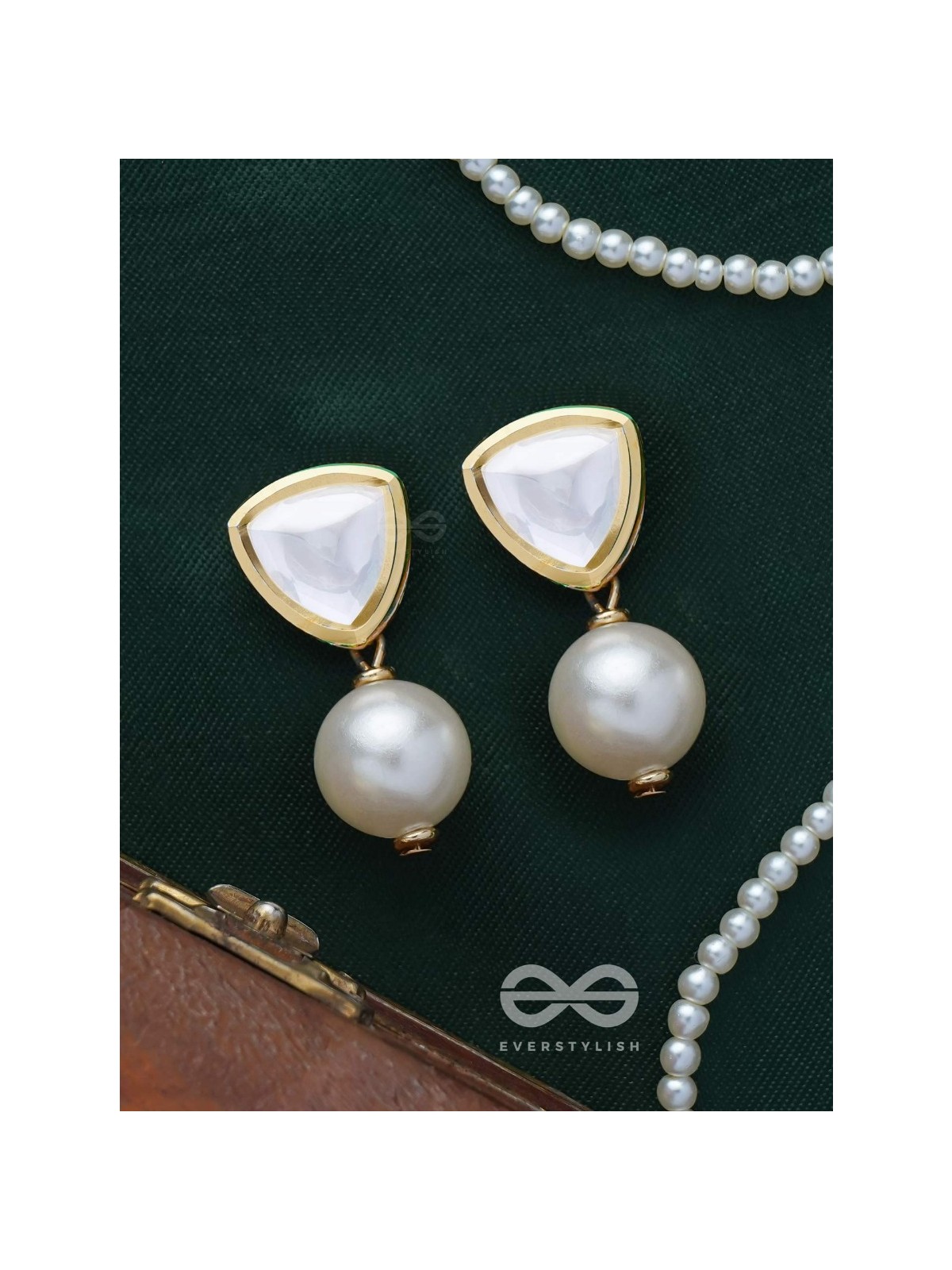 Adesa - Stellar Mirage - Golden Embellished Polki And Kundan Earrings