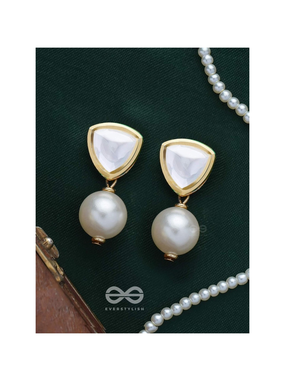 Adesa - Stellar Mirage - Golden Embellished Polki And Kundan Earrings