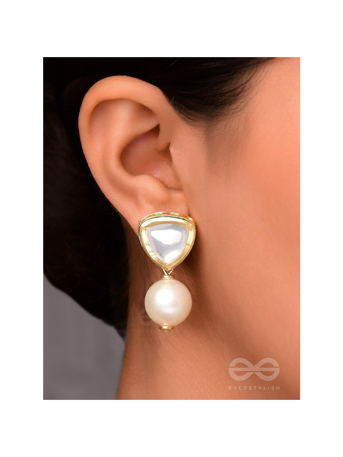 Adesa - Stellar Mirage - Golden Embellished Polki And Kundan Earrings