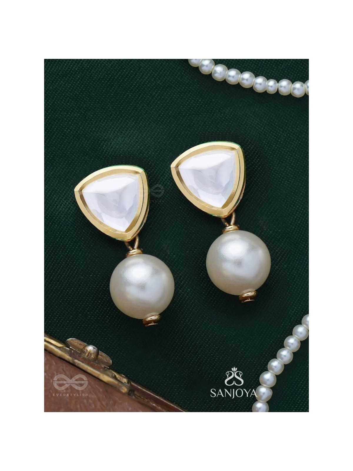 Adesa - Stellar Mirage - Golden Embellished Polki And Kundan Earrings