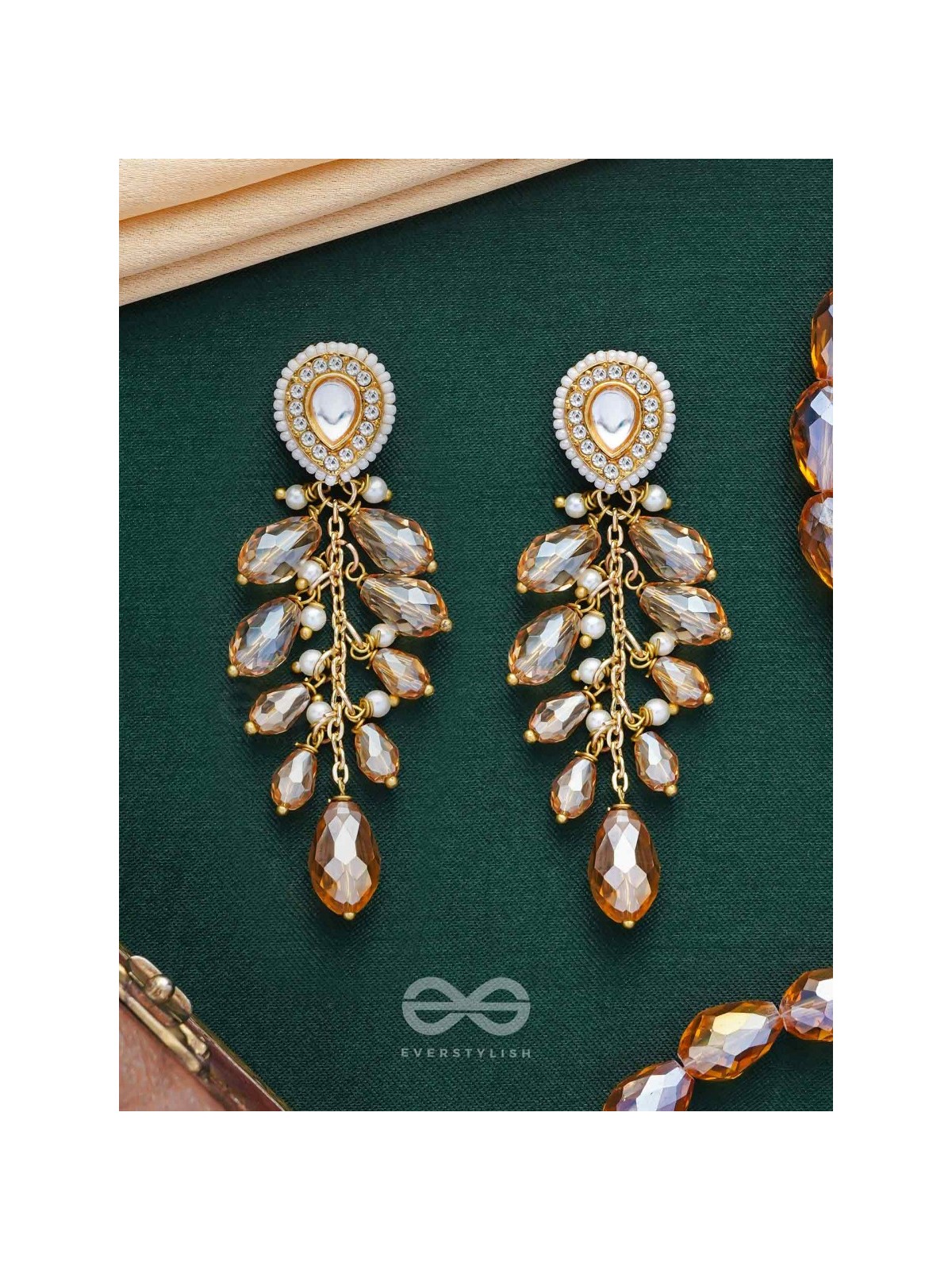 Svaru - The Sunshine Carnival - Golden Embellished Polki And Kundan Earrings