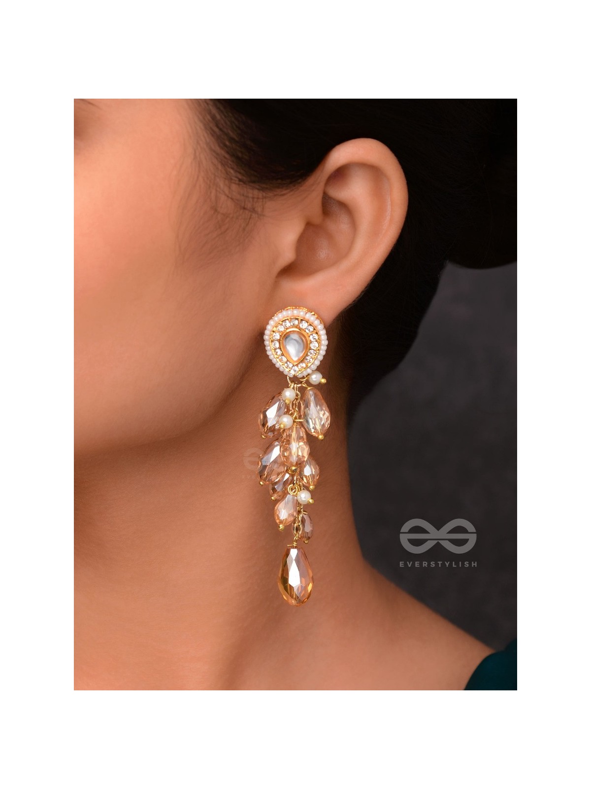 Svaru - The Sunshine Carnival - Golden Embellished Polki And Kundan Earrings