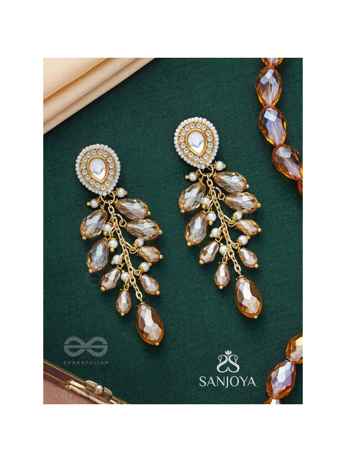 Svaru - The Sunshine Carnival - Golden Embellished Polki And Kundan Earrings