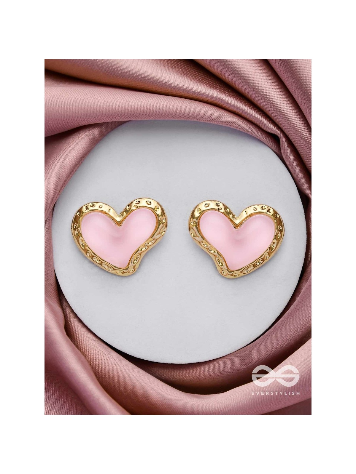 BEATS OF BEAUTY - GOLDEN EMBELLISHED EARRINGS (PINK)