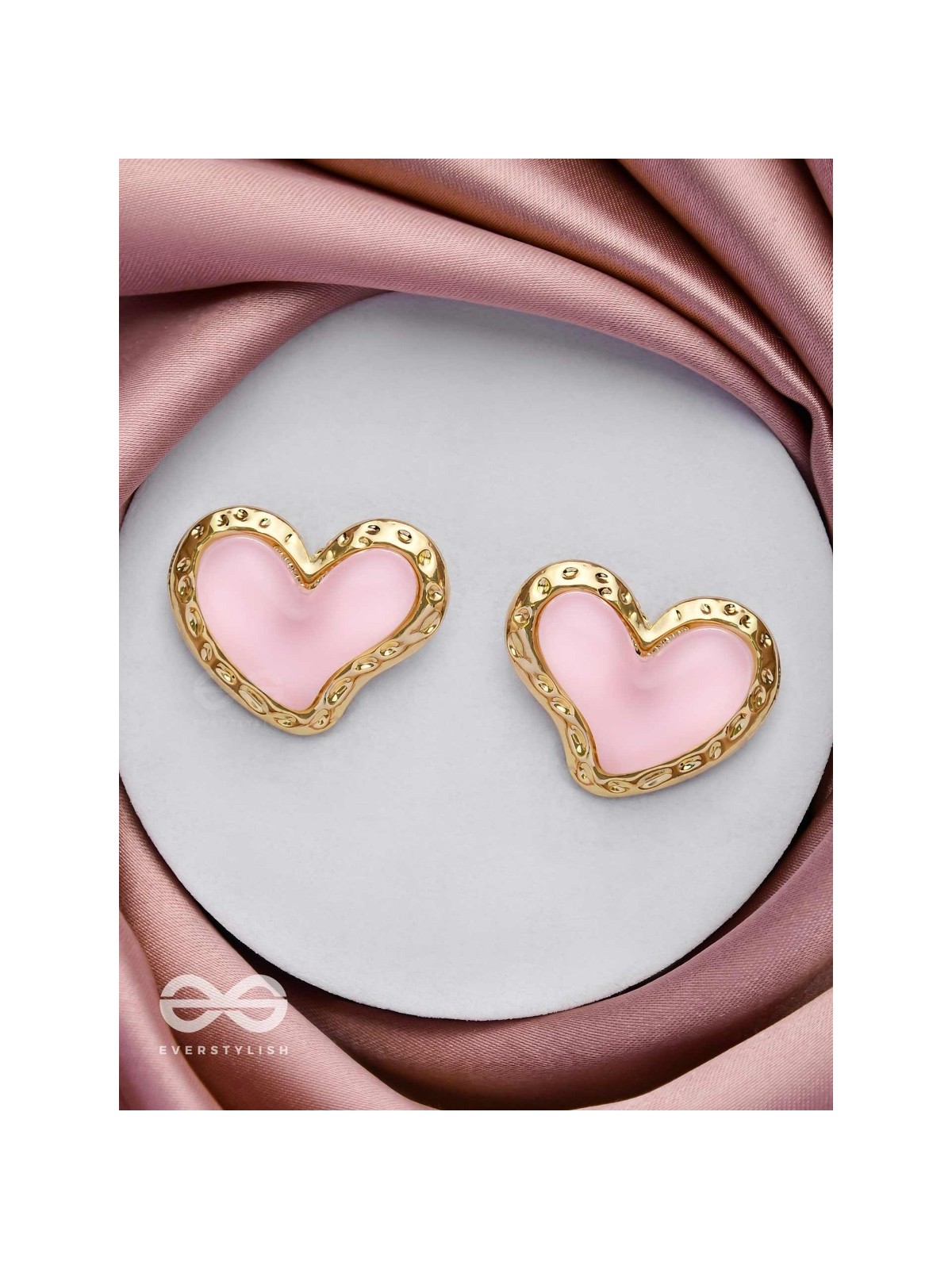 BEATS OF BEAUTY - GOLDEN EMBELLISHED EARRINGS (PINK)