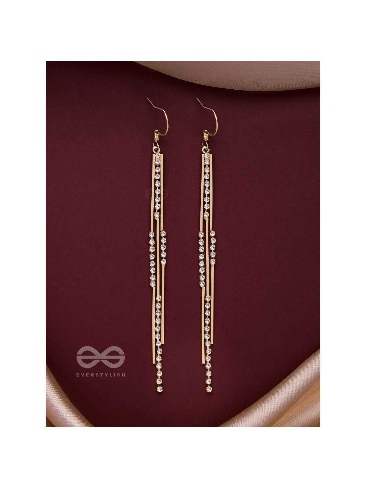 DAZZLING DOWNPOUR - GOLDEN EMBELLISHED EARRINGS